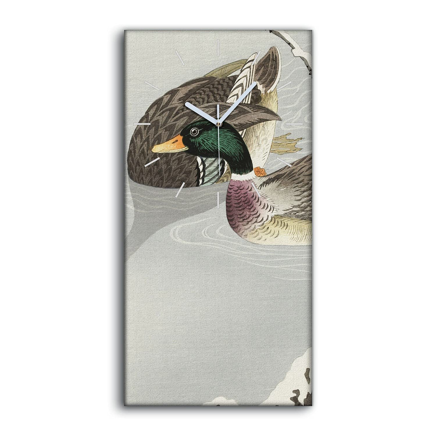 Horloge tableau oiseaux asiatiques 30x60cm art mural moderne et silencieux pour maison