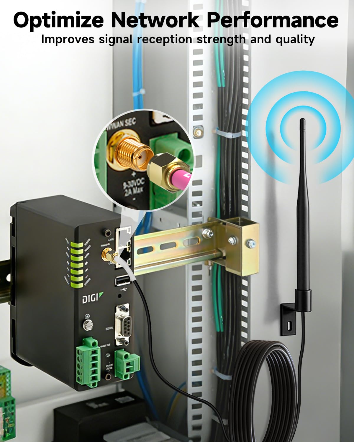 Superbat Antenna Esterna 4G LTE Maschio SMA 5dBi 698-2700MHz Cavo RG174 3m 50Ω Impermeabile Omnidirezionale e Supporto di Montaggio per Router, Gateway, Modem e Telecamere di Sorveglianza Cellulari