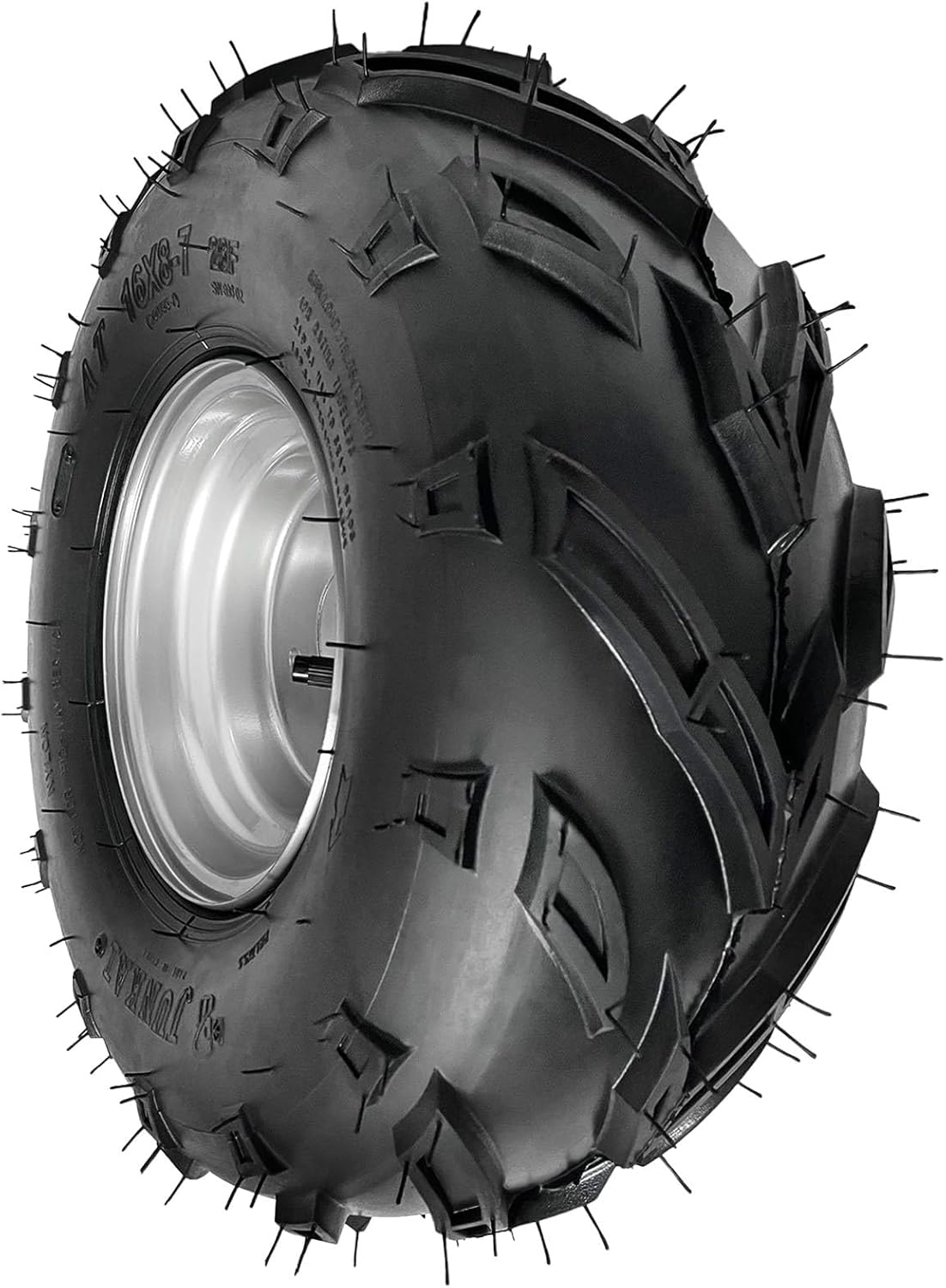 16x8-7 ATV Go Kart Wheel – 16x8x7 200/55-7 Tubeless Tire, 7-inch Rim, 3-Bolt Patterm, 160lbs Max Load for Off-Road Golf Cart Quad Buggy Drift Trike UTV Snowmobile Snow Blower (Set of 1)