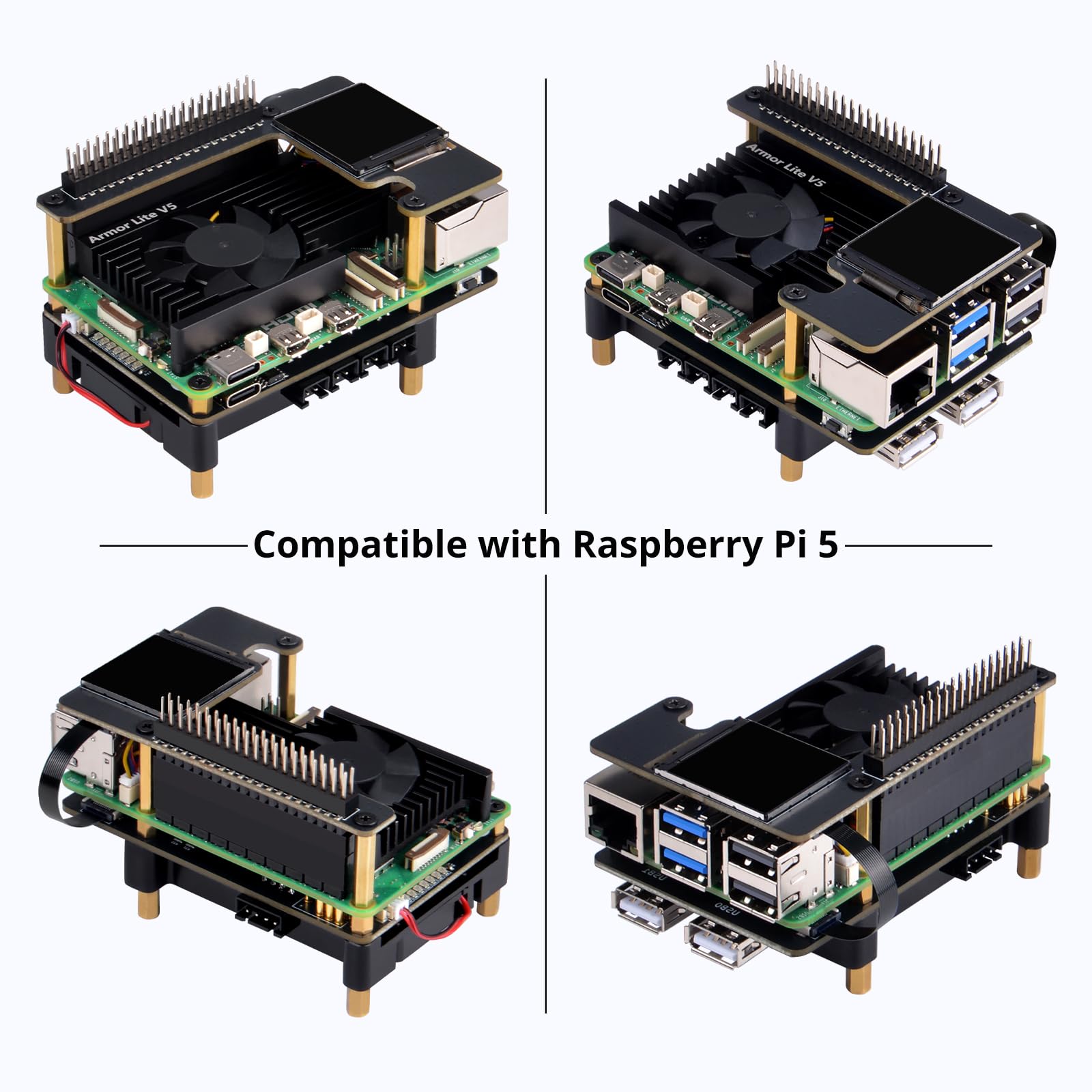GeeekPi UPS Gen 6 Power Supply Uninterruptible UPS HAT with 1.3inch 240X240 LCD TFT Display Module for Raspberry Pi 5/4B