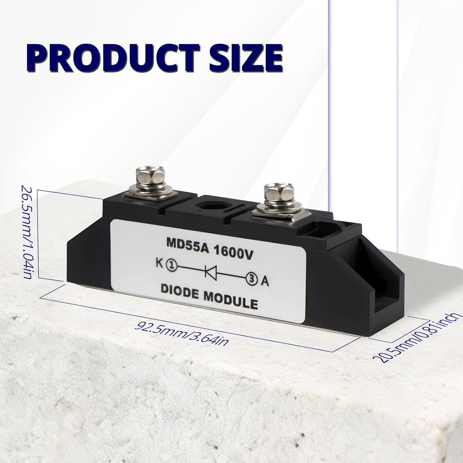 MAKERELE MD55A（50A）-16 Anti-Reverse Diode Module, Peak Voltage 1600V Bloking One Way Solar Diode Used to Prevent Reverse Current（2 Pack）