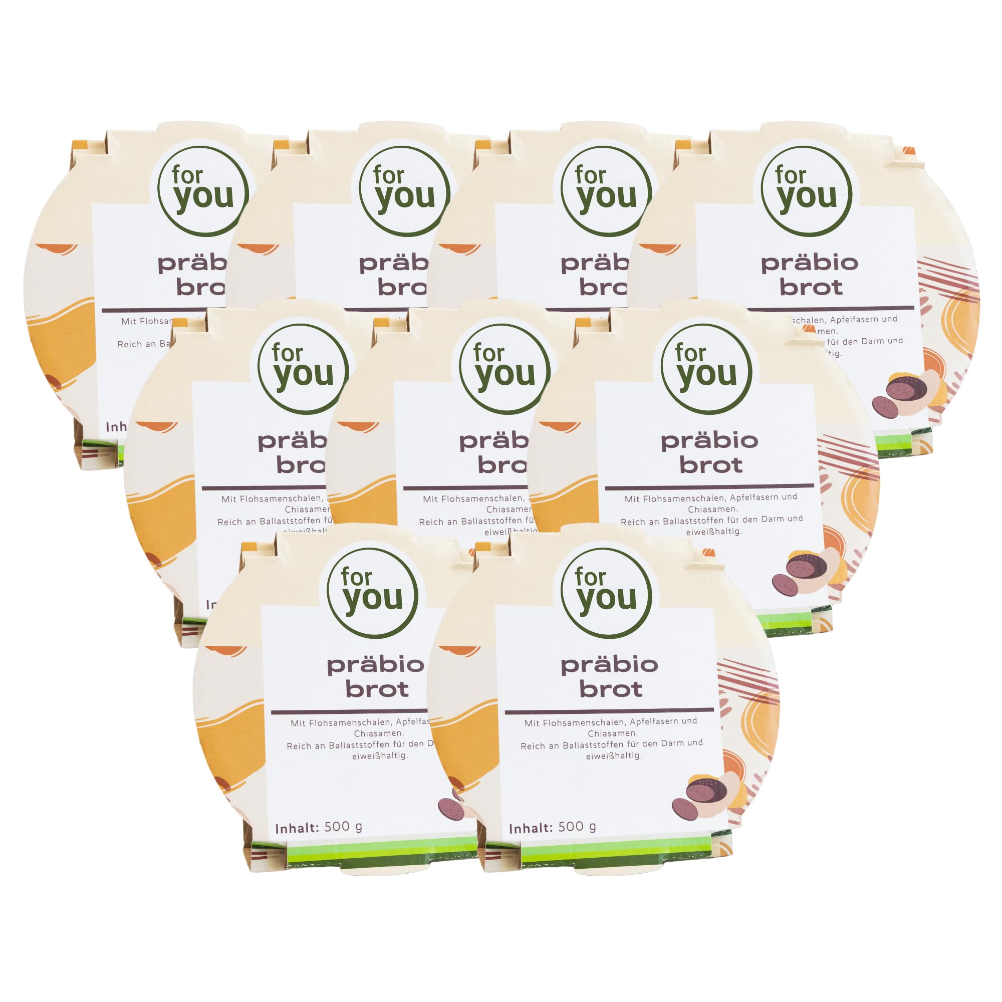 for you präbio brot 9x 500g - Saftiges, verzehrfertiges Hafer-Vollkornbrot mit Präbiotischen-Ballaststoffen für den Darm - Fitnessbrot - ohne künstliche Zusätze, schonende Herstellung
