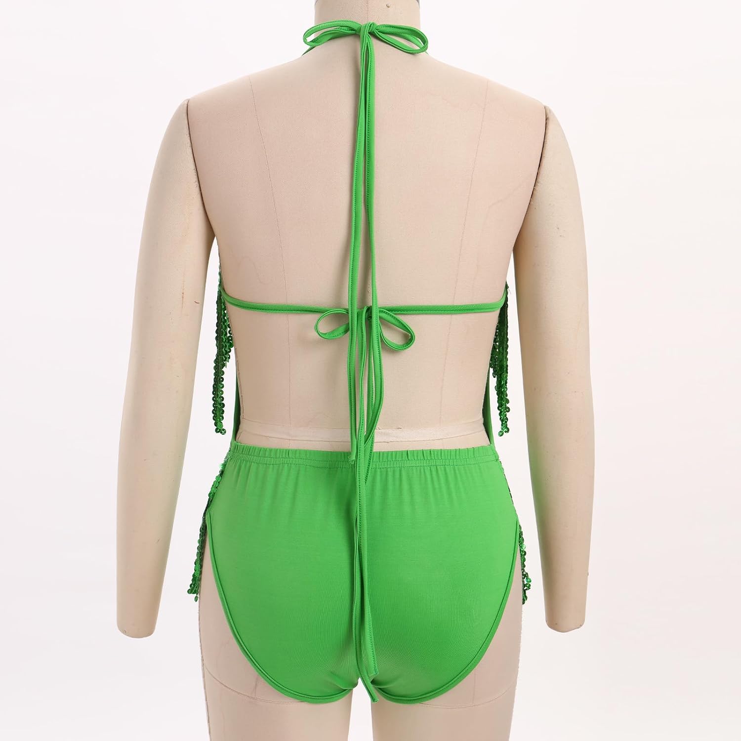 FYMNSI Women Music Festival Rave Outfits Sleeveless Sequins Tassel Bodysuit Leotards One Piece Nightclub Halloween Costume