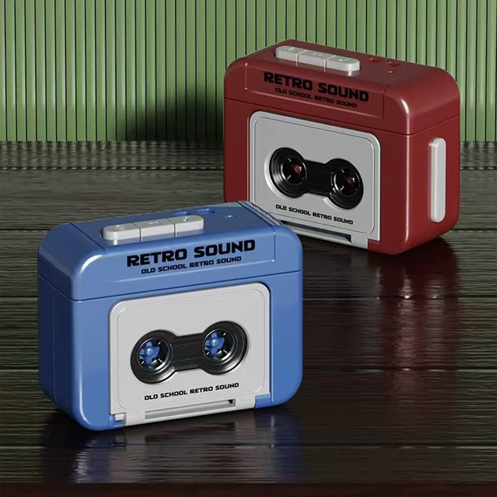 Mini Retro Cassette Tape Deck Keychain, Plays Tapes and Music, Creative Tape Recorder Charm(Red,2pcs)