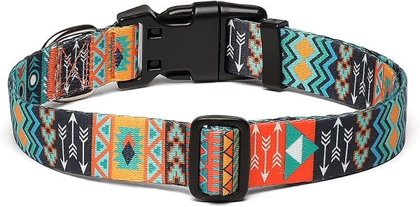 Collar Perro, Ajustable y Resistente con Patrones de Moda, Collar Nylon Cómodos para Perros Pequeños Medianos Grandes, Cachorros (M, Tribu) - 2