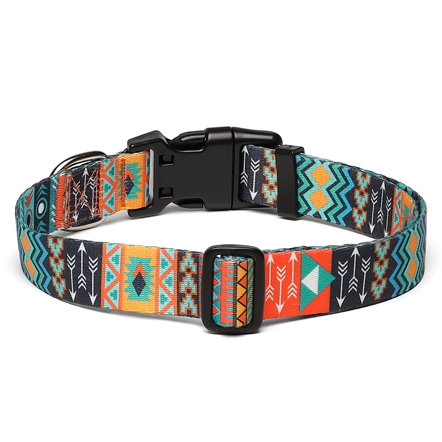 Collar Perro, Ajustable y Resistente con Patrones de Moda, Collar Nylon Cómodos para Perros Pequeños Medianos Grandes, Cachorros (M, Tribu) - 3