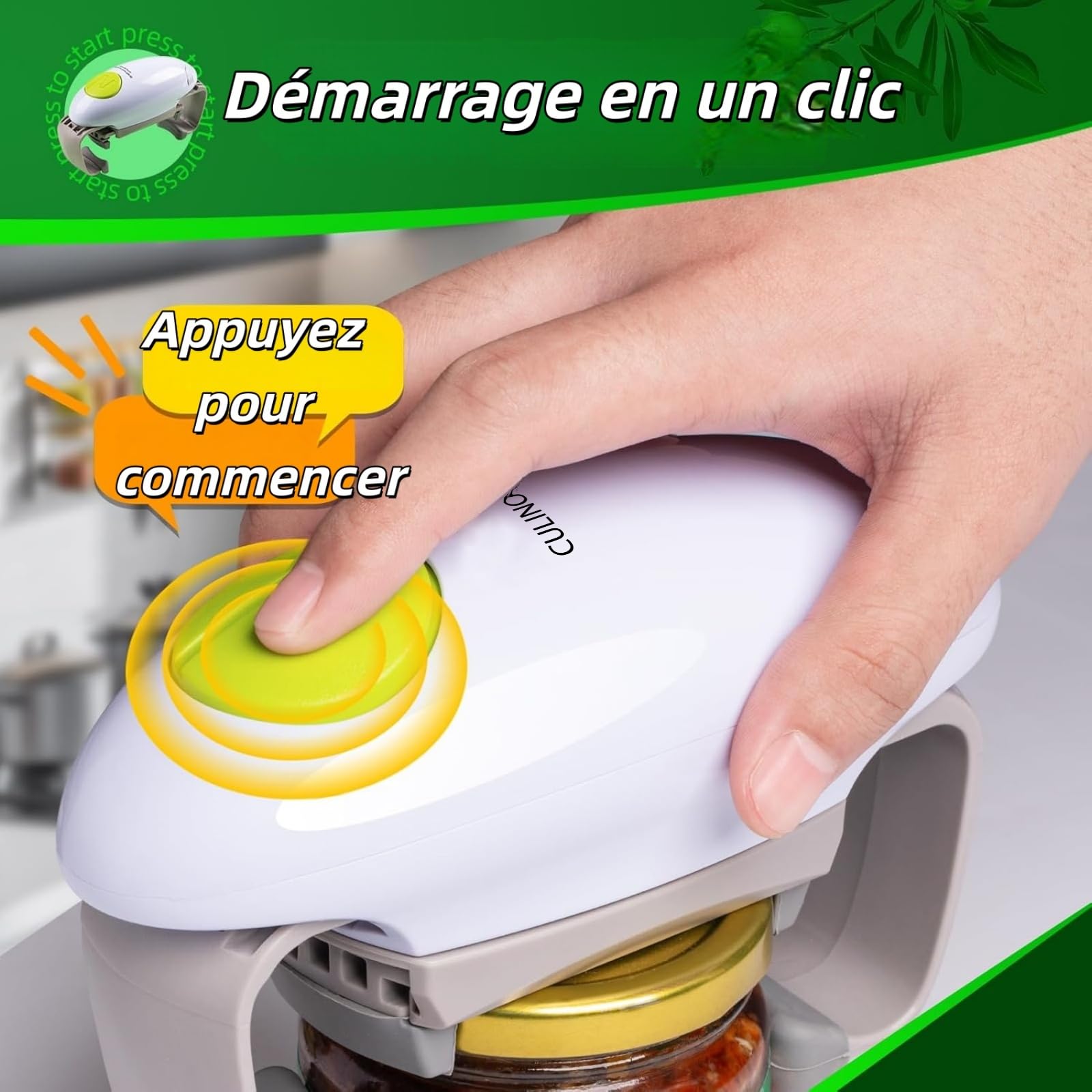 Ouvre-boîte électrique - Pour bocaux scellés - Moins d'efforts pour ouvrir - Ouvre boîte automatique - Démarrage un clic