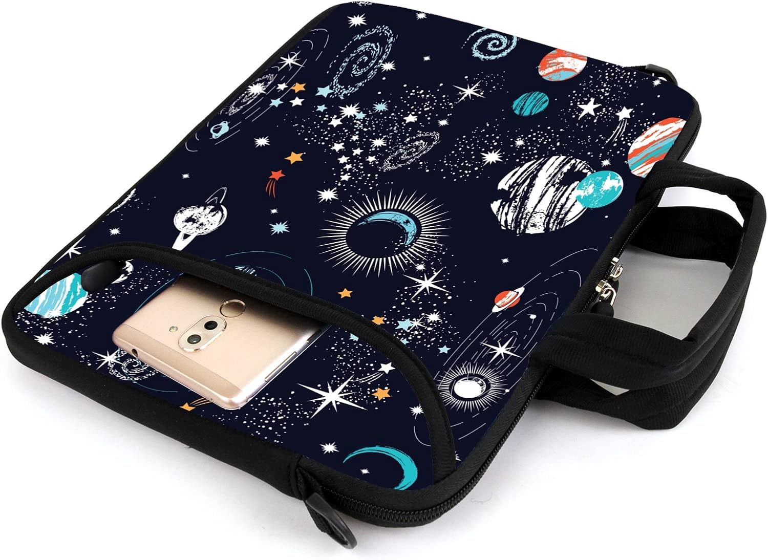 AMARY 15.4" 15.6" laptop sleeve adjustable shoulder strap with handle accessory pocket for men women (Galaxy-1) - Image 5