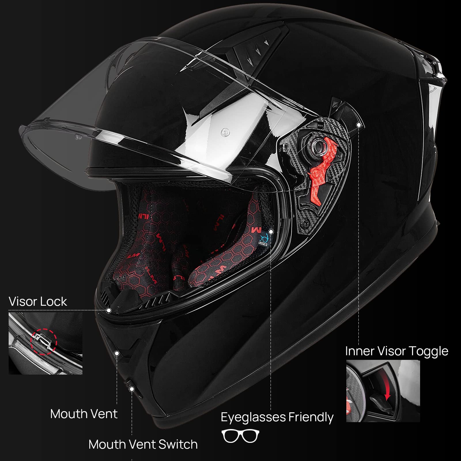 Buy ILM Motorcycle Helmet Full Face with Pinlock Compatible Clear