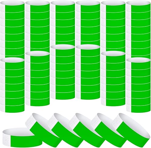 Tudomro Paquete de 1200 pulseras de papel de plástico para eventos, fiestas de neón, pulseras de colores, impermeables, de identificación de