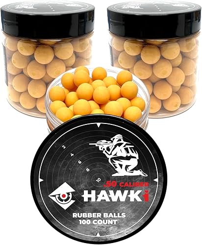 Miniatura 66 de Hawki - Pelotas de goma reutilizables de 0.50 o .43 cali, bolas de goma suave, menos letales para pistolas de paintball negro x 100
