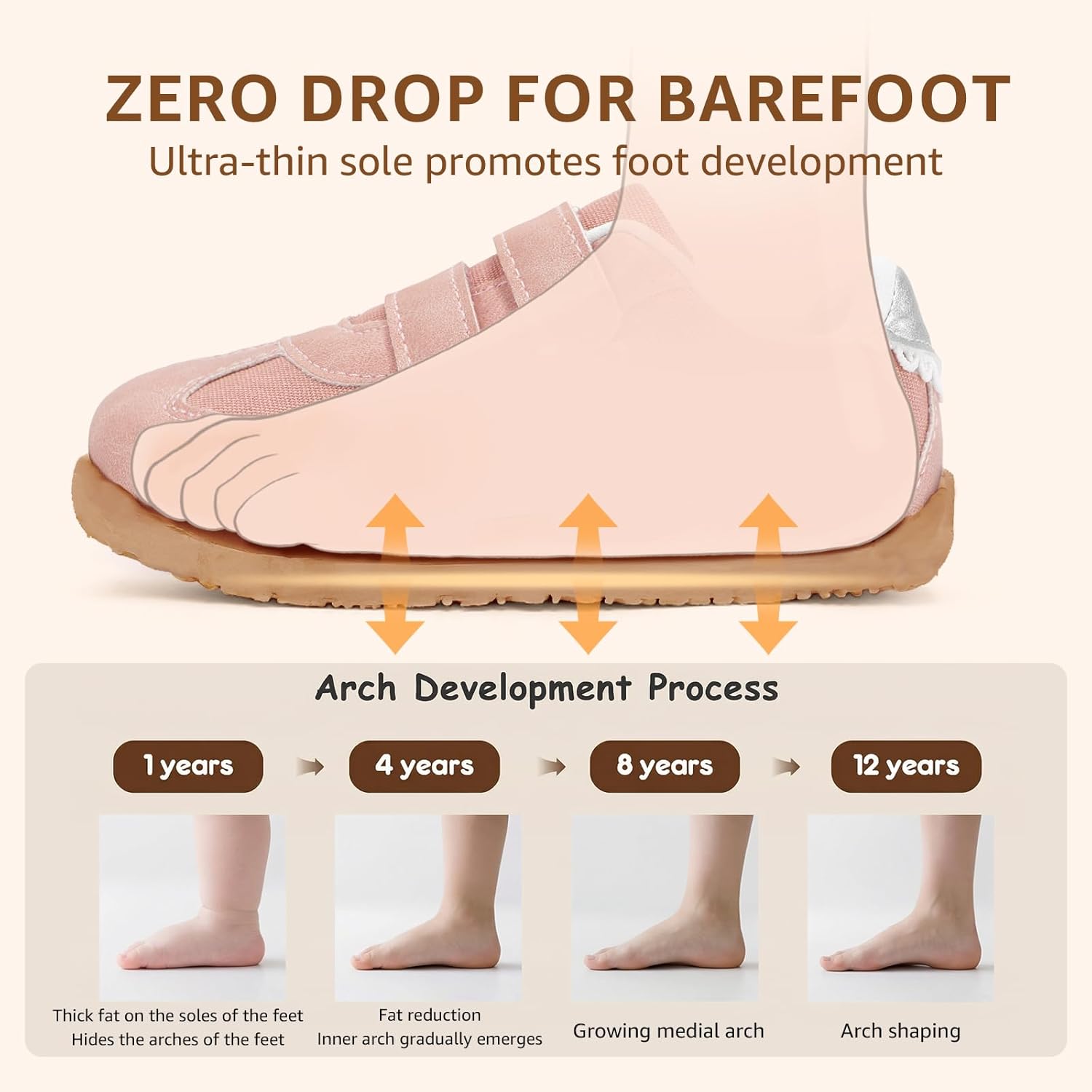 Toddler Girl Wide Toe Box Barefoot Walking Shoes Zero Drop Sneakers with Lace Detailing Non-Slip Comfortable Walking Shoe for Chubby Feet