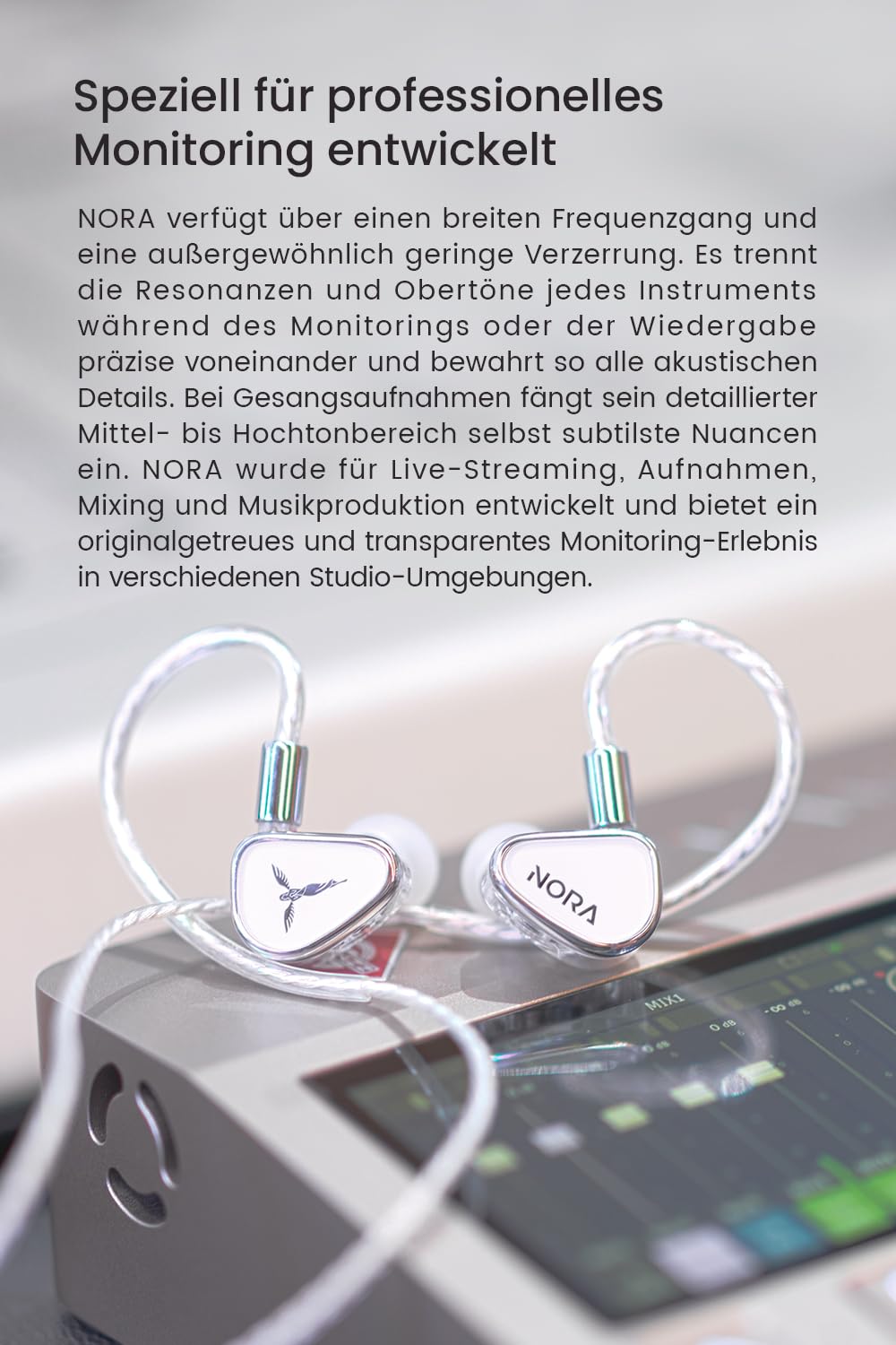 TANCHJIM Nora Professionelle In Ear Monitore für Live-Streams & Aufnahmen | Wired IEM Gesangs/Instrumentenverstärkung, DTM5 Dual-Cavity-Dual-Magnetic-Dynamic-Treiber, Leicht, 3,5/4,4 mm, ohne Mikrofon