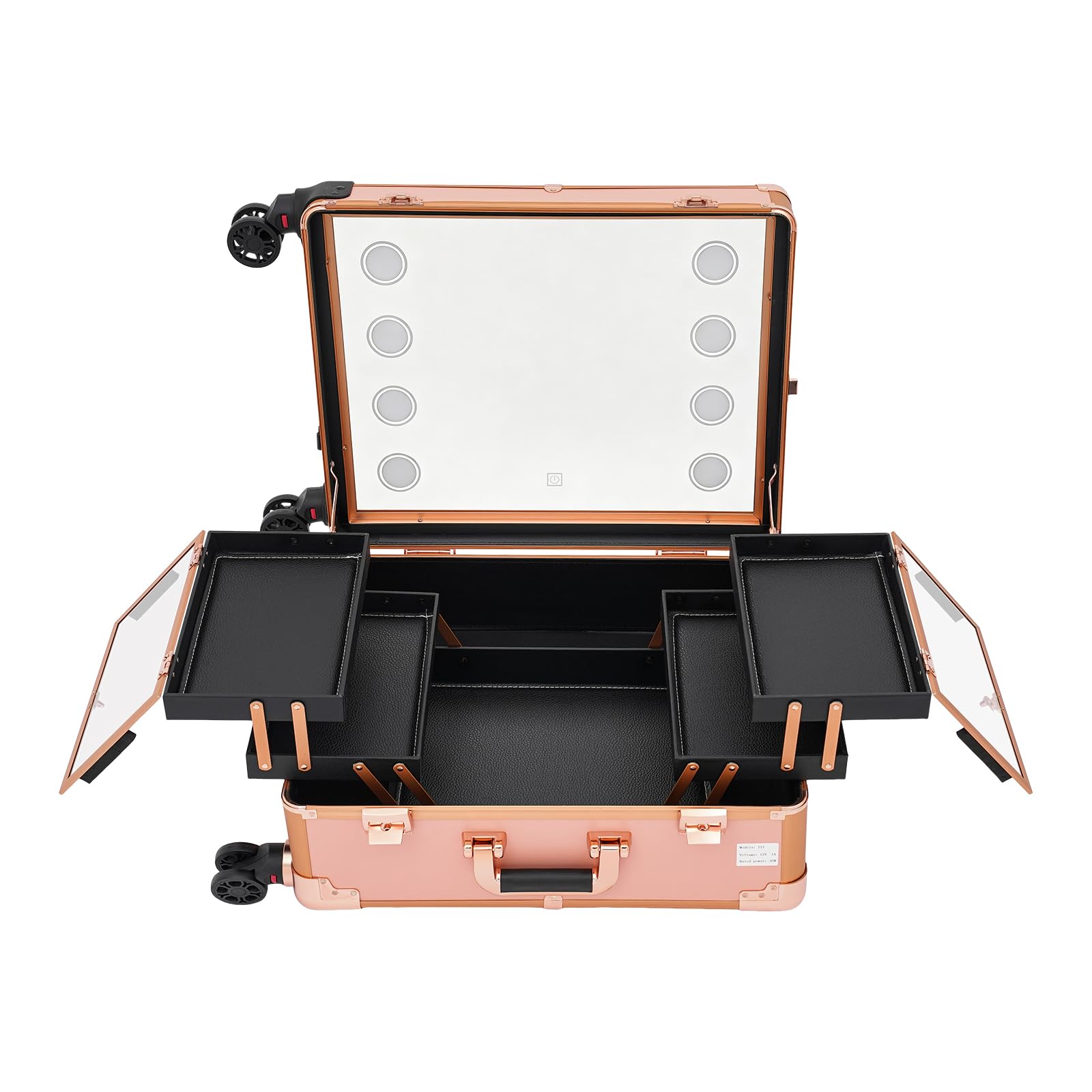 Make-up Koffer, Friseurkoffer, 2-in-1 Trolley, abschließbar, 52x40x10 cm