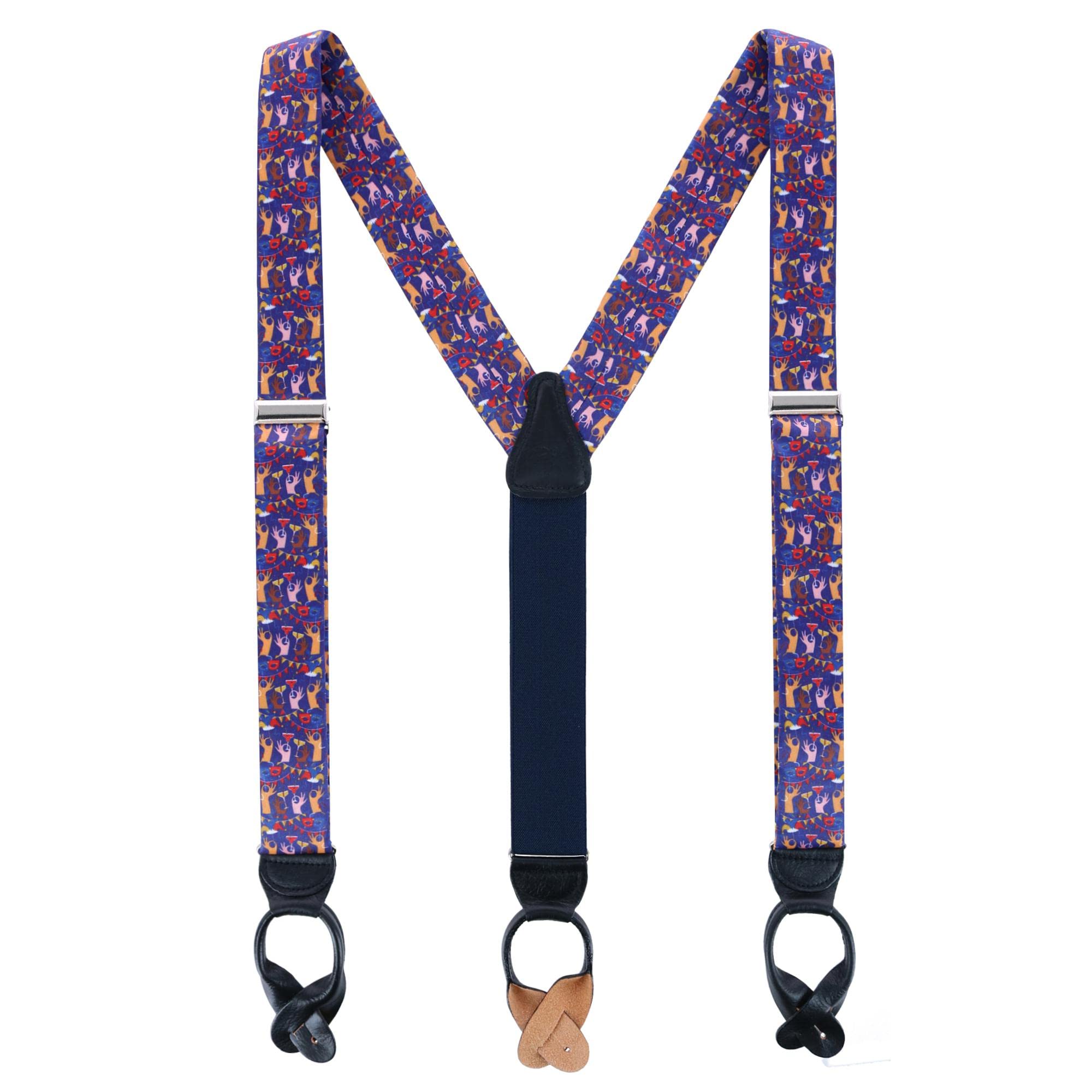 Trafalgar Bretelles boutonnées en soie Toast The Night Away pour homme, Multiples, taille unique
