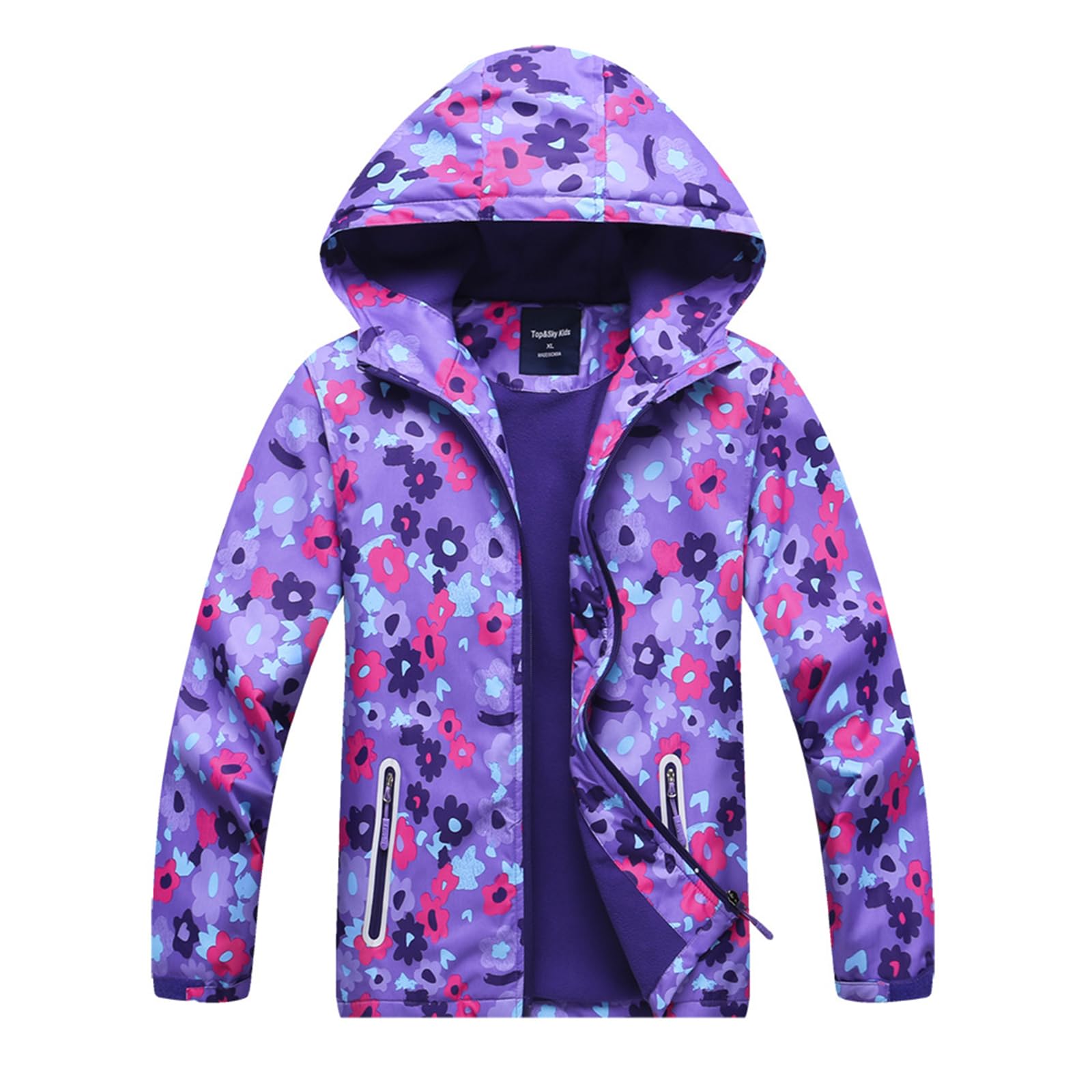 Giacca Impermeabile Bambina Giacca a Vento Ragazze Termica Giacca Antivento Bambine Giacca da Pioggia Pile Cappotto Impermeabile Età 3-12