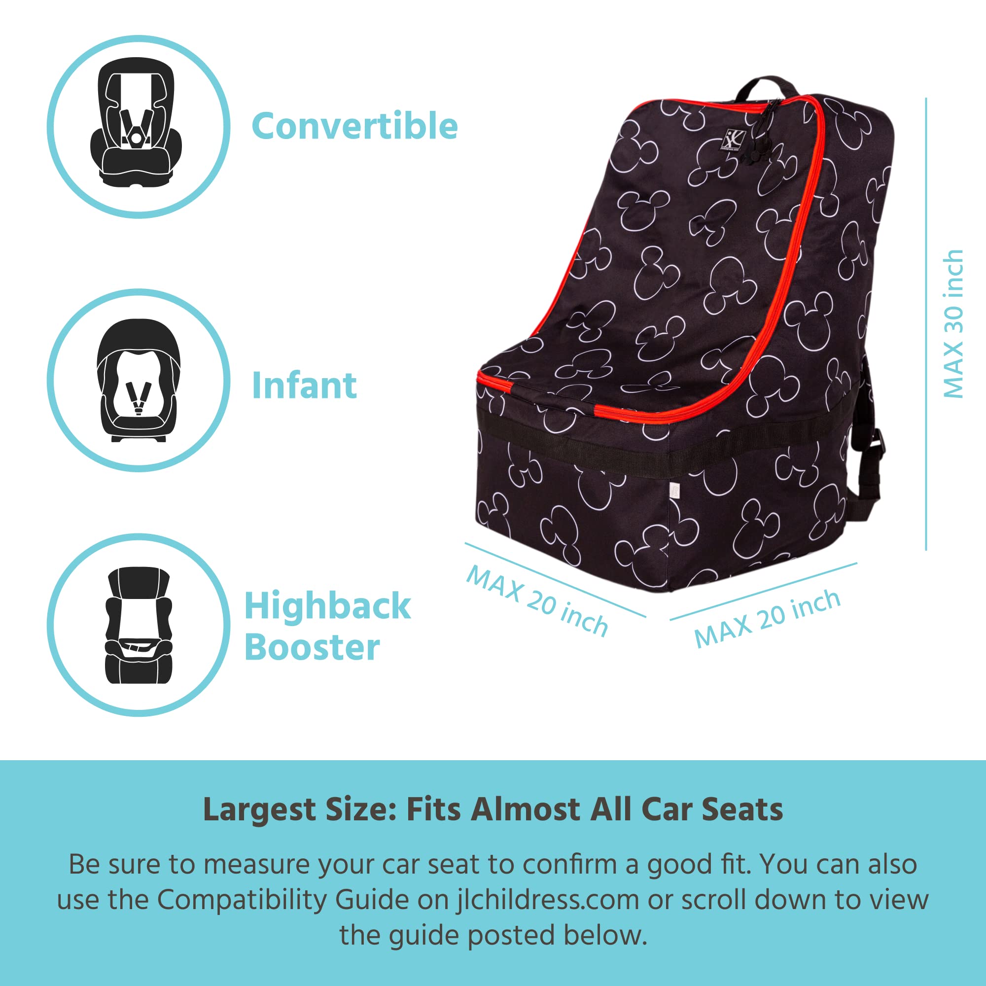J.L. Childress Padded Backpack Car Seat Travel Bag - Deluxe, Black — Amazon image 29