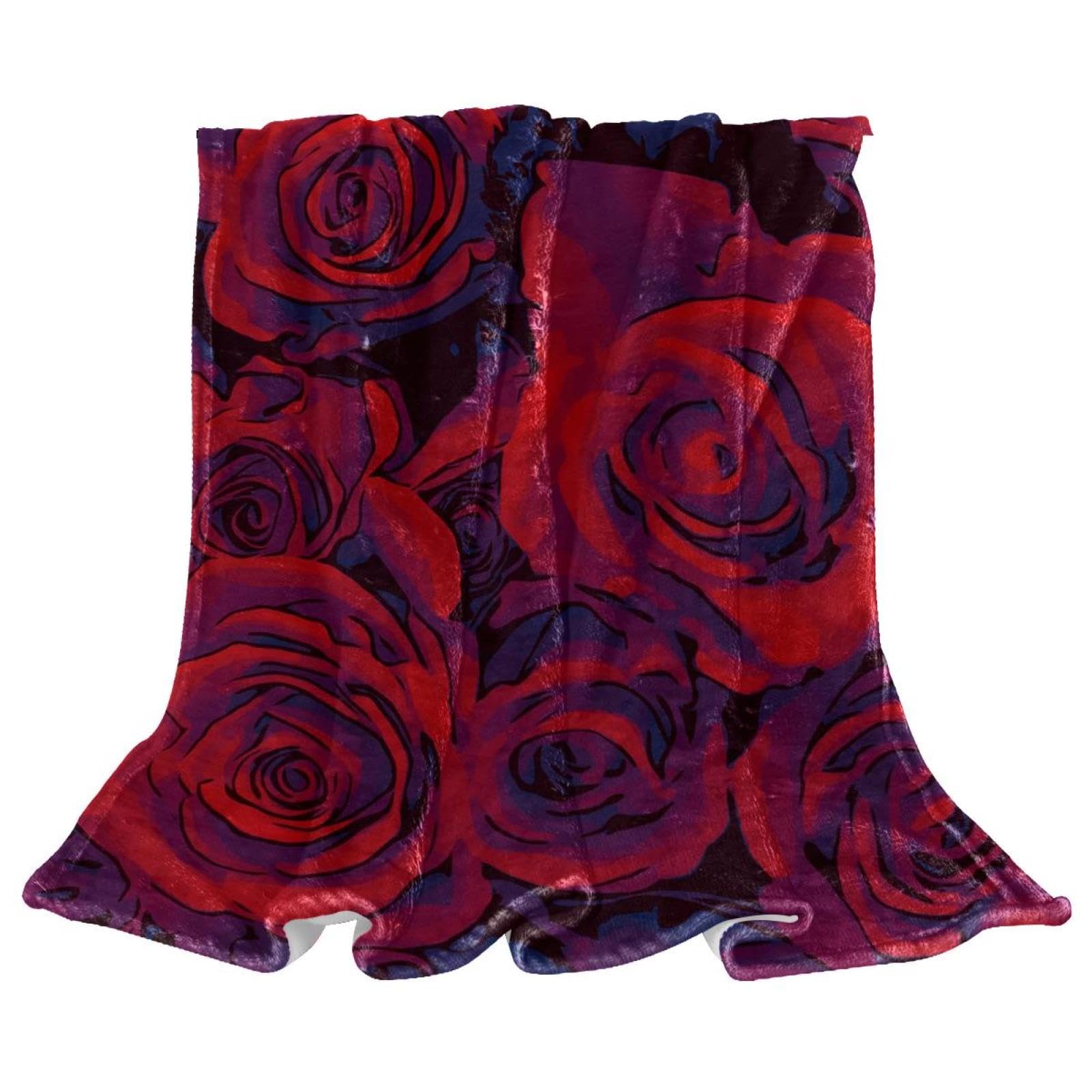 Couverture polaire roses fleurs plaid chaud doux grand jeté de lit canapé 150x200