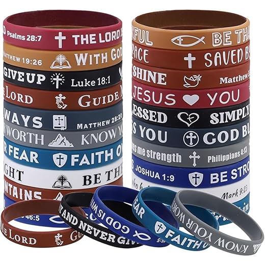 20 Bibelvers Motivationsarmbänder auf Bible Religiöse Jesus Motivierendes Silikonarmband Silikon Gummi Armbänder Gummi Armbänder für Christlich Geschenk Männer Frauen