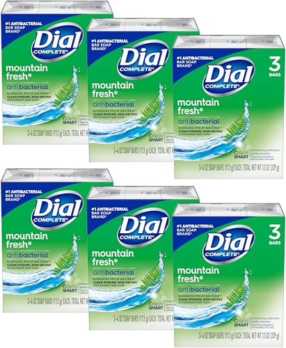 Dial Mountain Fresh Antibacterial Deodorant Bar Soap 3, 4 oz Soap Bars (Packs of 6)