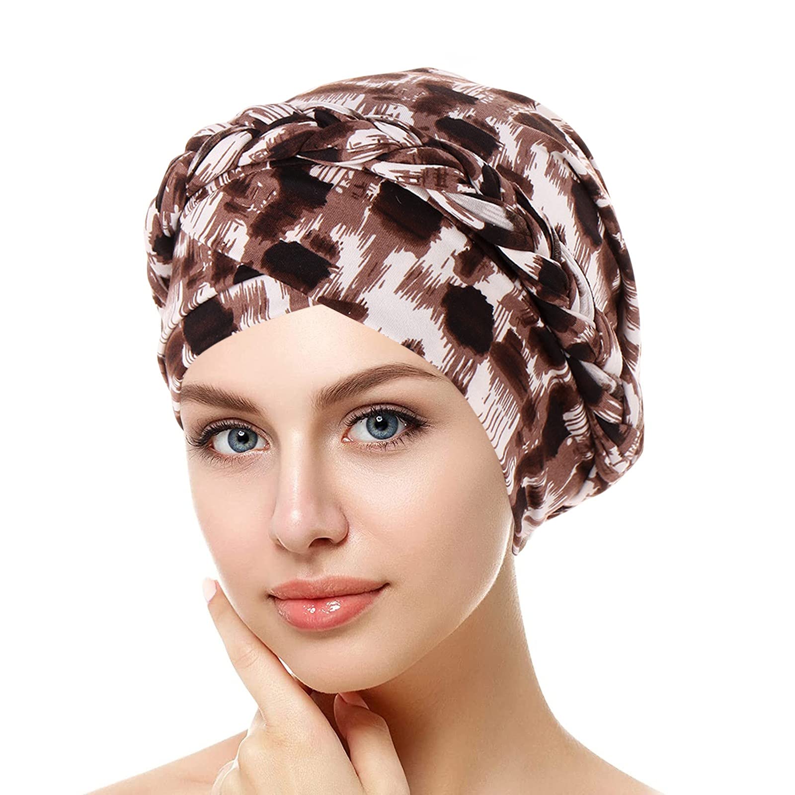 Womens Elastic Printing Head Hair Cap Wrap Pre Tied Braid