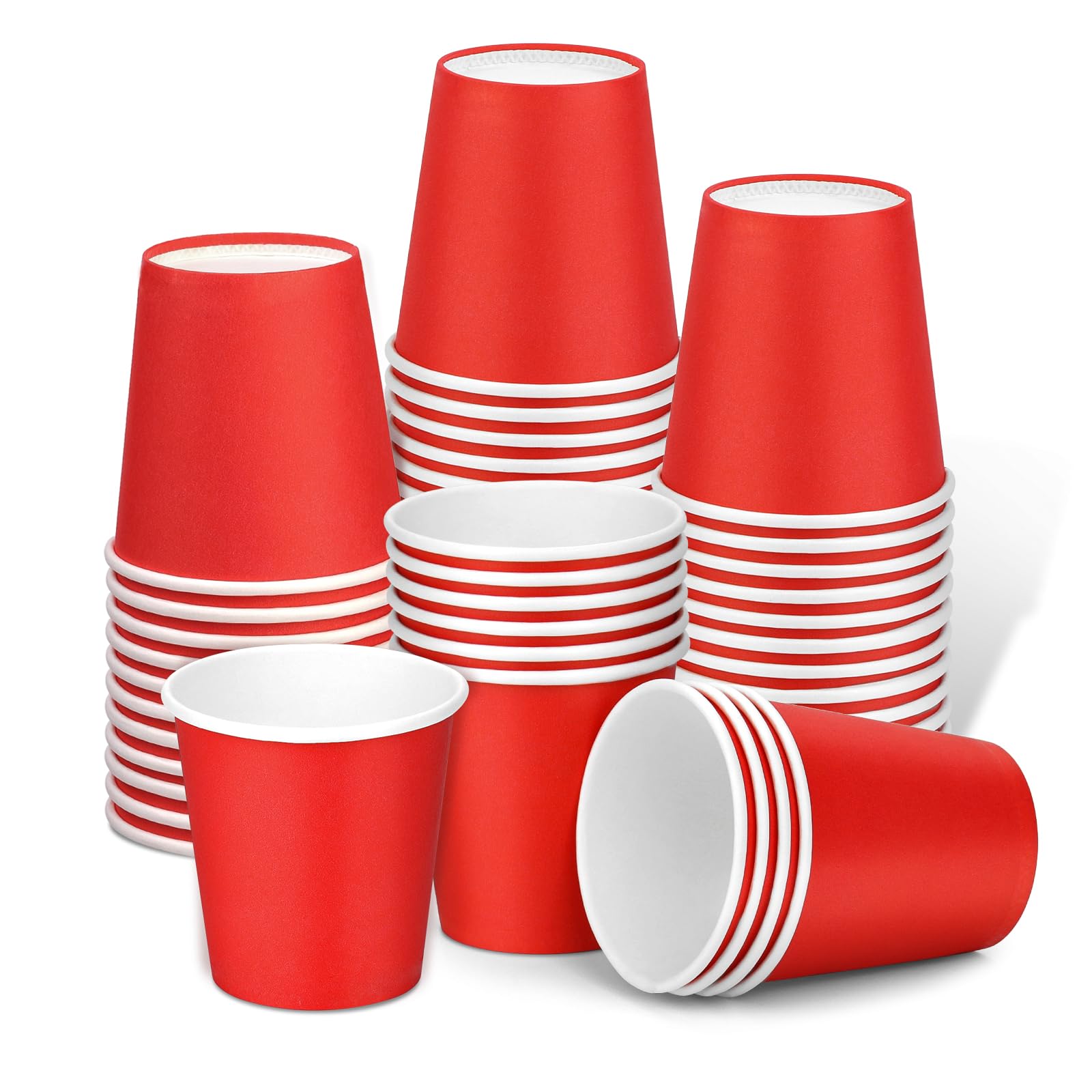 Huaiid 50 Pack 3 oz Paper Cups Red, Small Bathroom Cups Disposable Mouthwash Cups, Espresso Paper Cups for Party Travel Picnic BBQ