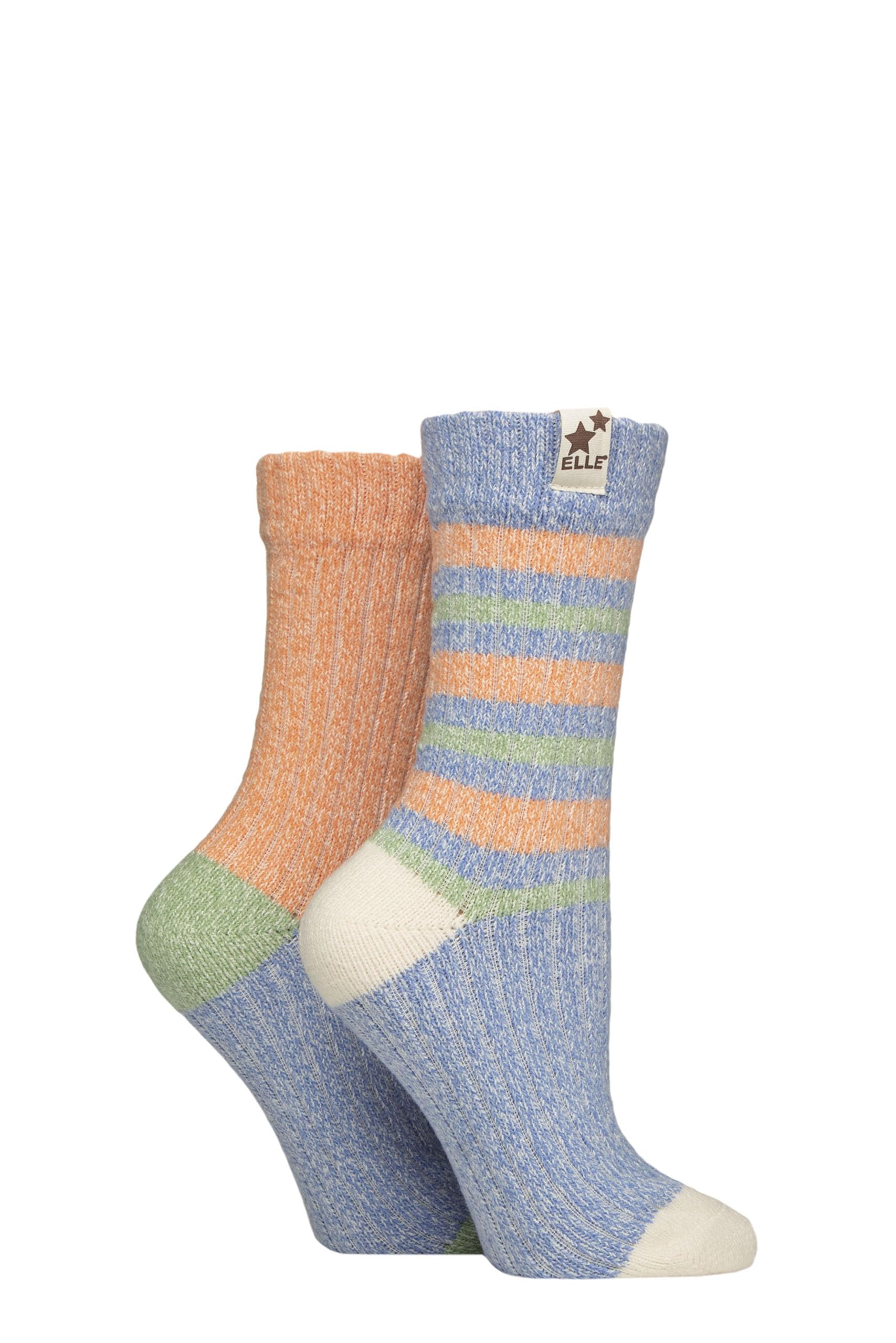 Elle Women's Coral Blaze Ribbed Boot Socks - Feminine, Chunky And Soft, For The Outdoors, Walking And Hiking In A Multipack Of 2 Size 4-8 (Uk, Numeric, 4, 8, Regular, Regular, )