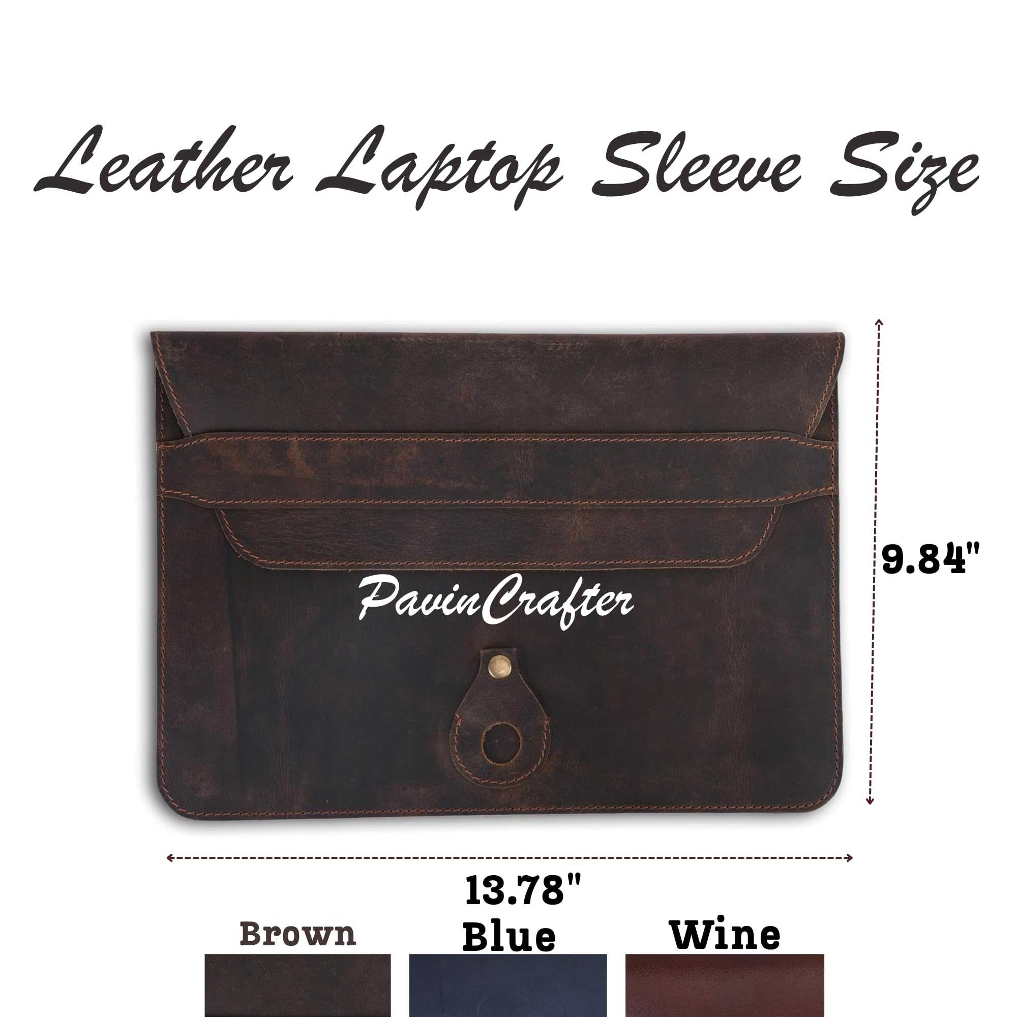 Funda de piel auténtica para portátil de 13 a 14 pulgadas, color vino | Funda delgada de piel para MacBook Pro 13, MacBook Air 14, Surface 13.5, XPS 13/14, Yoga e IdeaPad
