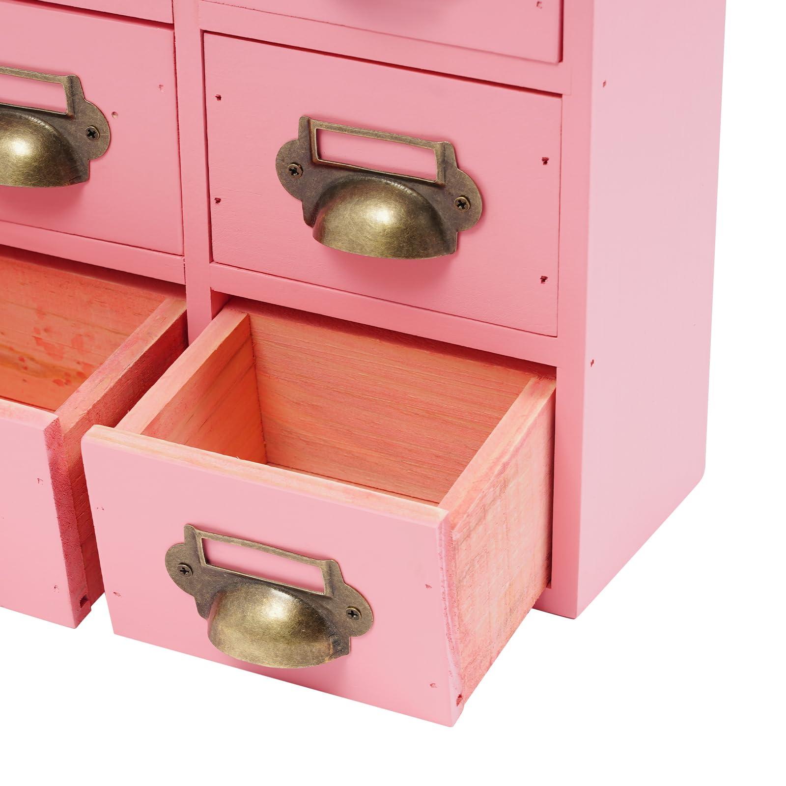 Mini cassettiera in legno con 16 cassetti | Armadietto portaoggetti vintage da tavolo, organizer per cancelleria, gioielli, medicinali, 50 x 10 x 35 cm