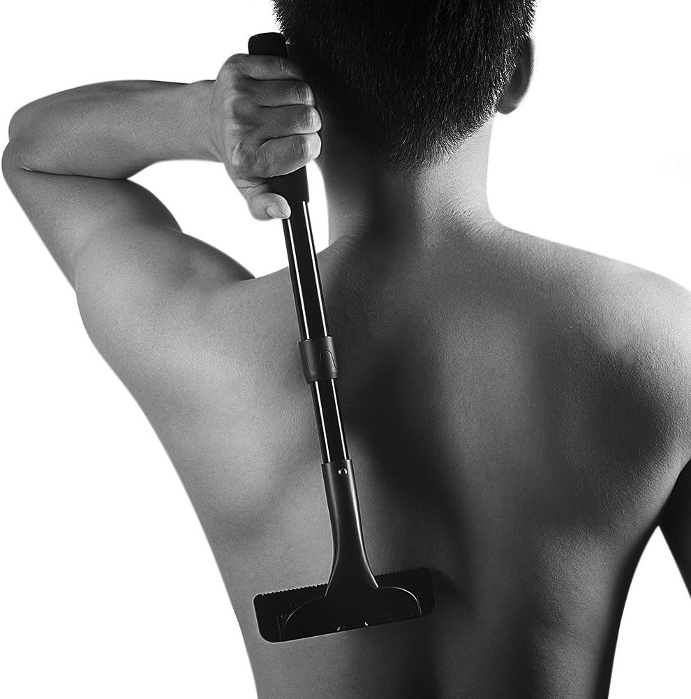 Back Shaver, DIY Back Hair Shaver & Body Shaver with Adjustable Long Handle - Safety & Pain-Free Back Razors, Back Hair Removal for men, Perfect for Dry & Wet Use