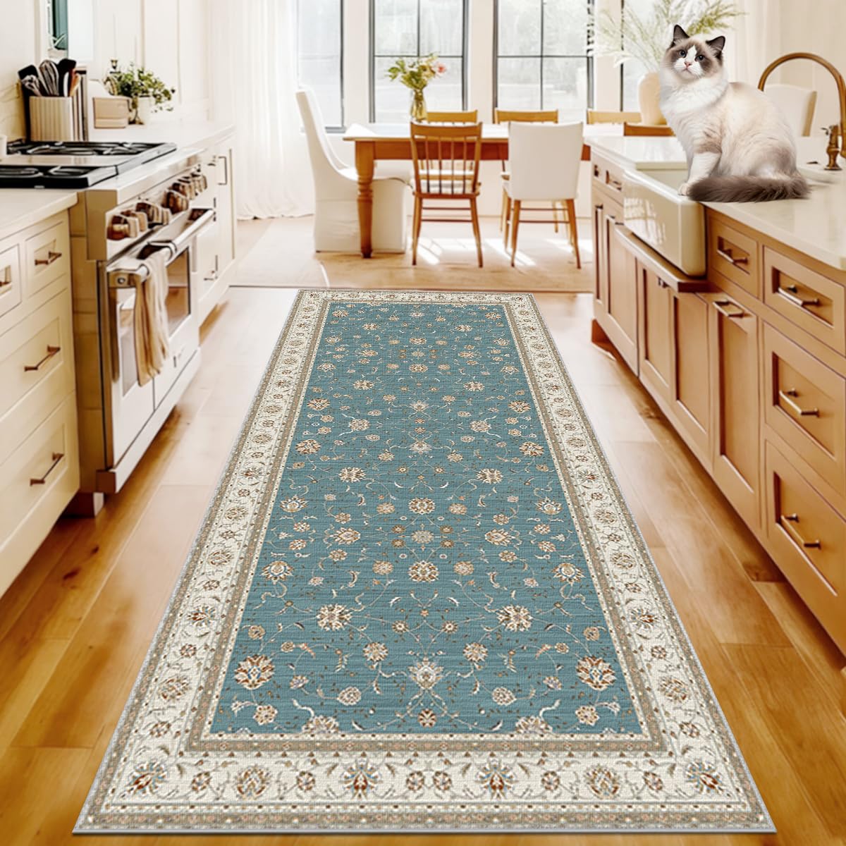 Carpet Runners for Hallway Non-Slip Washable Floor Carpet for Kitchen 80 x 120cm Runner Rug for Entryway Hallway Hall Runner Low Pile Area Rug Narrow Rug Runner for Hallway Kitchen Bedroom Blue