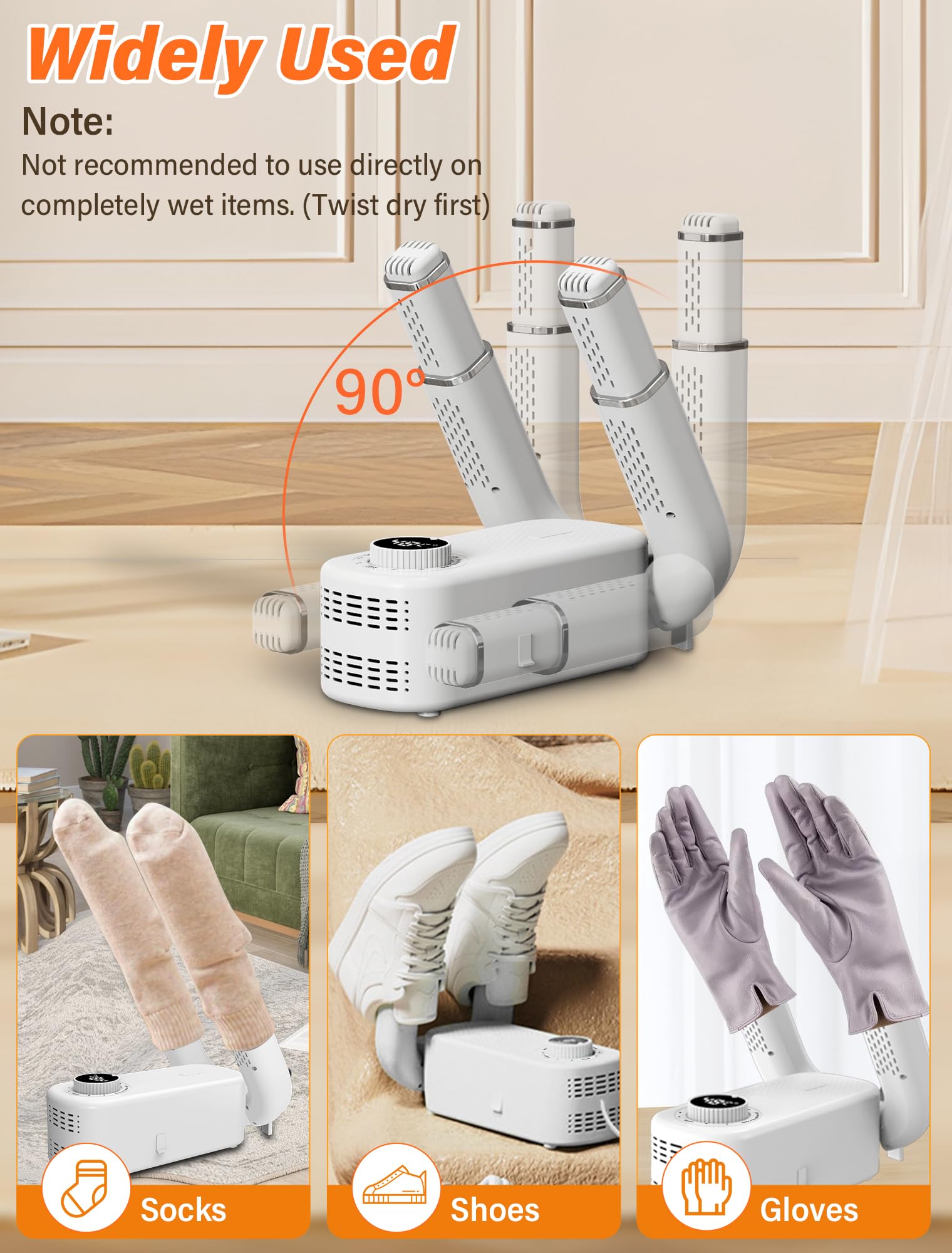Sèche Chaussures, Chauffe-Bottes, Seche Chaussure Electrique Support réglable à 90°,avec 0-120mins Minuterie, Fonction UV,pour Chaussures, Gants, Chapeaux, Chaussettes