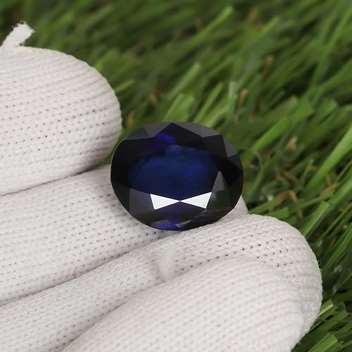 Miniatura 6 de REAL-GEMS Zafiro azul de Cachemira certificado 14.65 Ct. piedra preciosa facetada de talla ovalada para anillo, Gema, zafiro