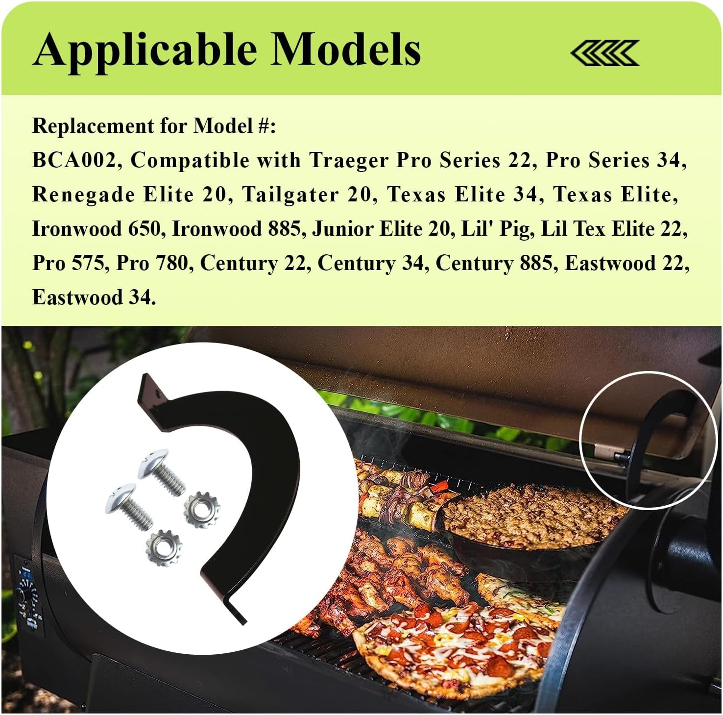 Grills Side Door Stop Arc & Grills Lid Hinge Kit for Pellet Grills,w/Screws
