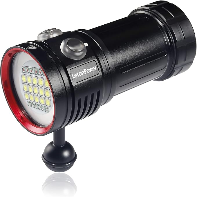 Diving Torch,LetonPower L15 10000Lumens Underwater Video Light,Dive