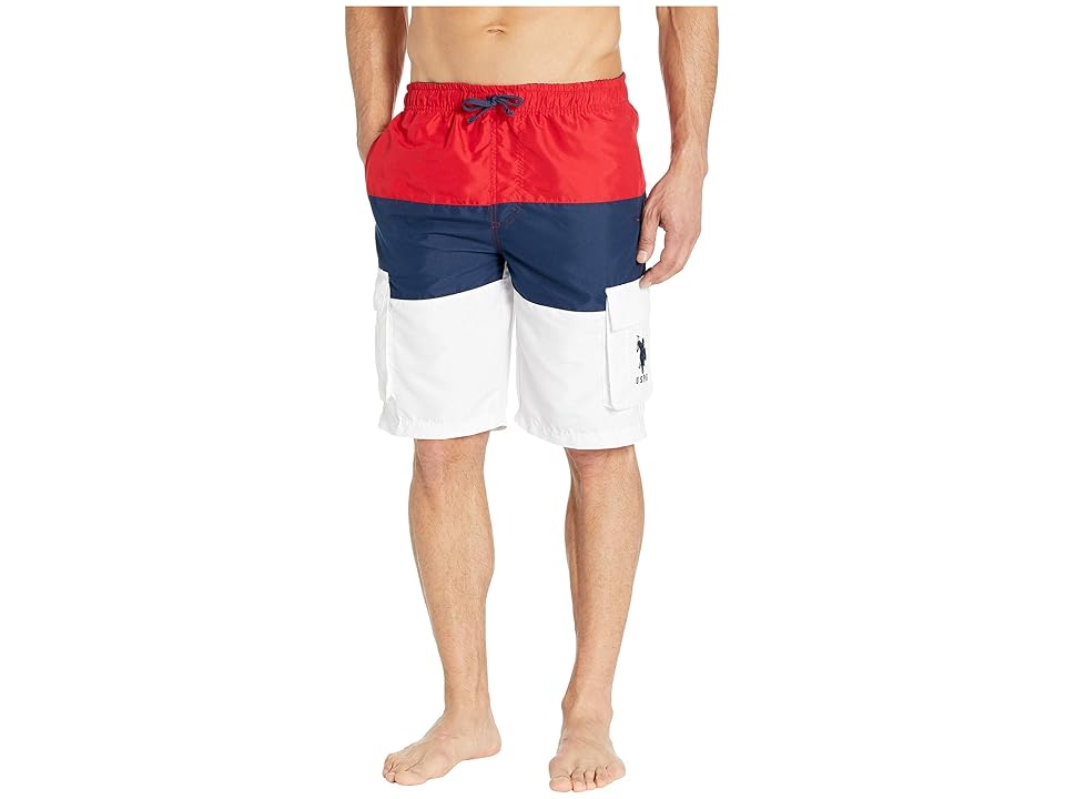 

U.S. POLO ASSN. Tricolor Block Cargo Shorts (Engine Red) Men's Swimwear