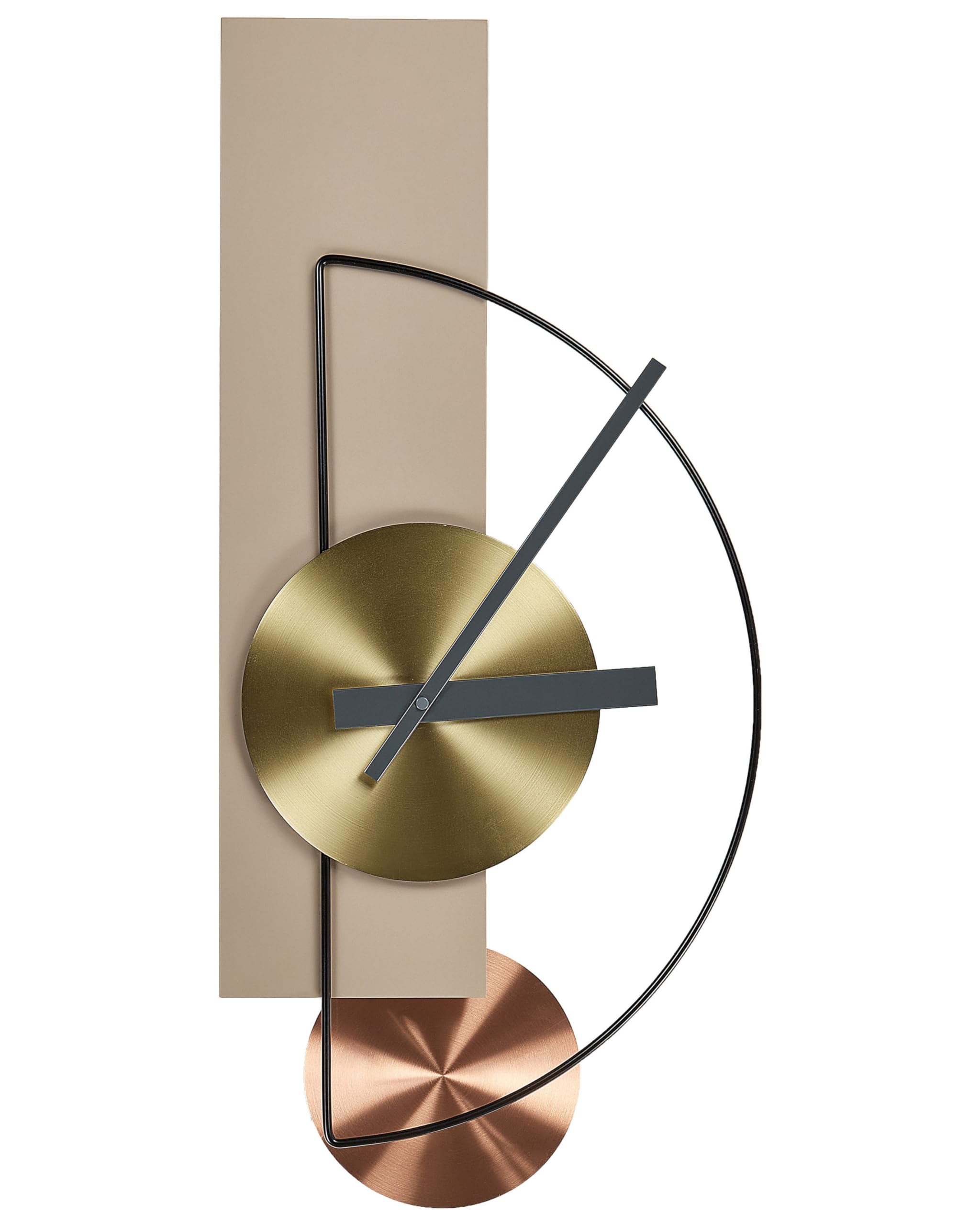 Beliani Reloj de Pared decoración Colgante 31 x 63 cm diseño Moderno con péndulo Decorativo sin números Acero Beige Cevins