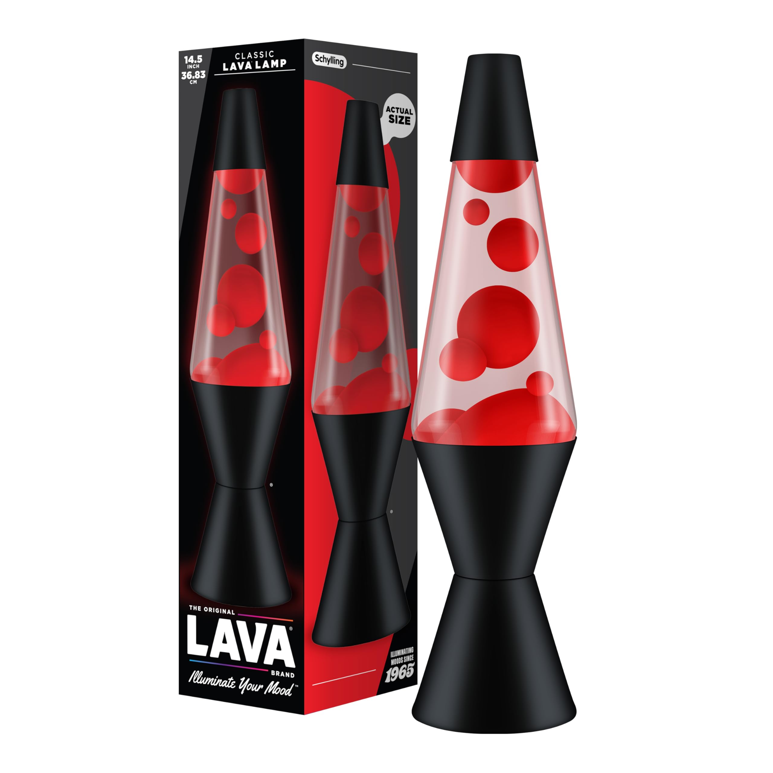 Lava Lamp 2317, Red Wax, Clear Liquid, Black Base and Cap, Original 14.5 inch LAVA® Motion Lamp to Illuminate Your Mood
