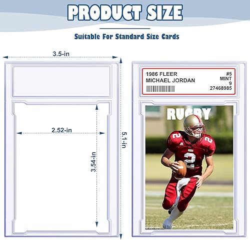 Miniatura 2 de 50 fundas para tarjetas intercambiables, protectores de tarjetas de béisbol graduados de acrílico con posición de etiqueta para tarjetas deportivas,