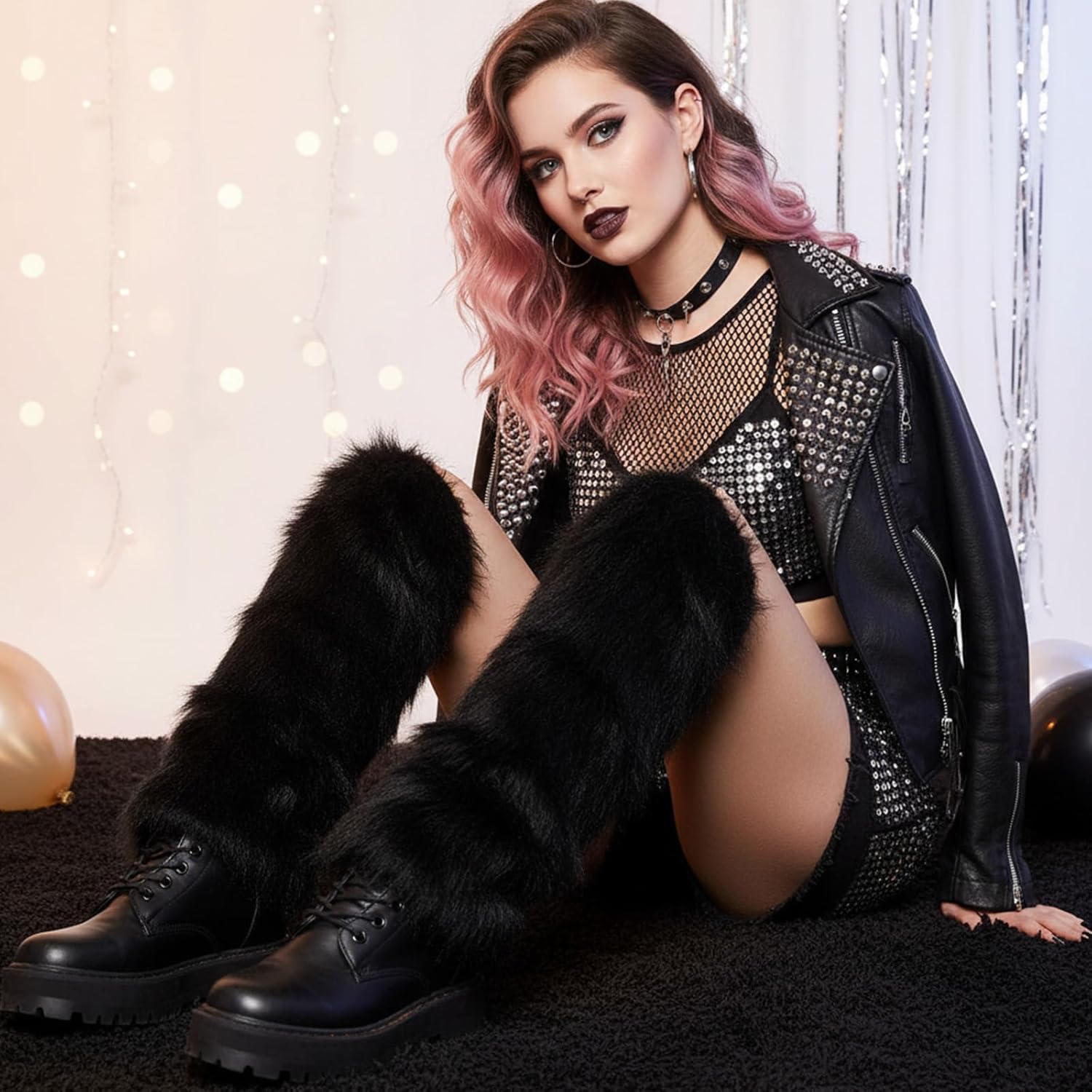 Yookat Women's Fuzzy Leg Warmers Fur Boot Covers Cozy Fur Legs Warmer for Party and Winter - Image 7