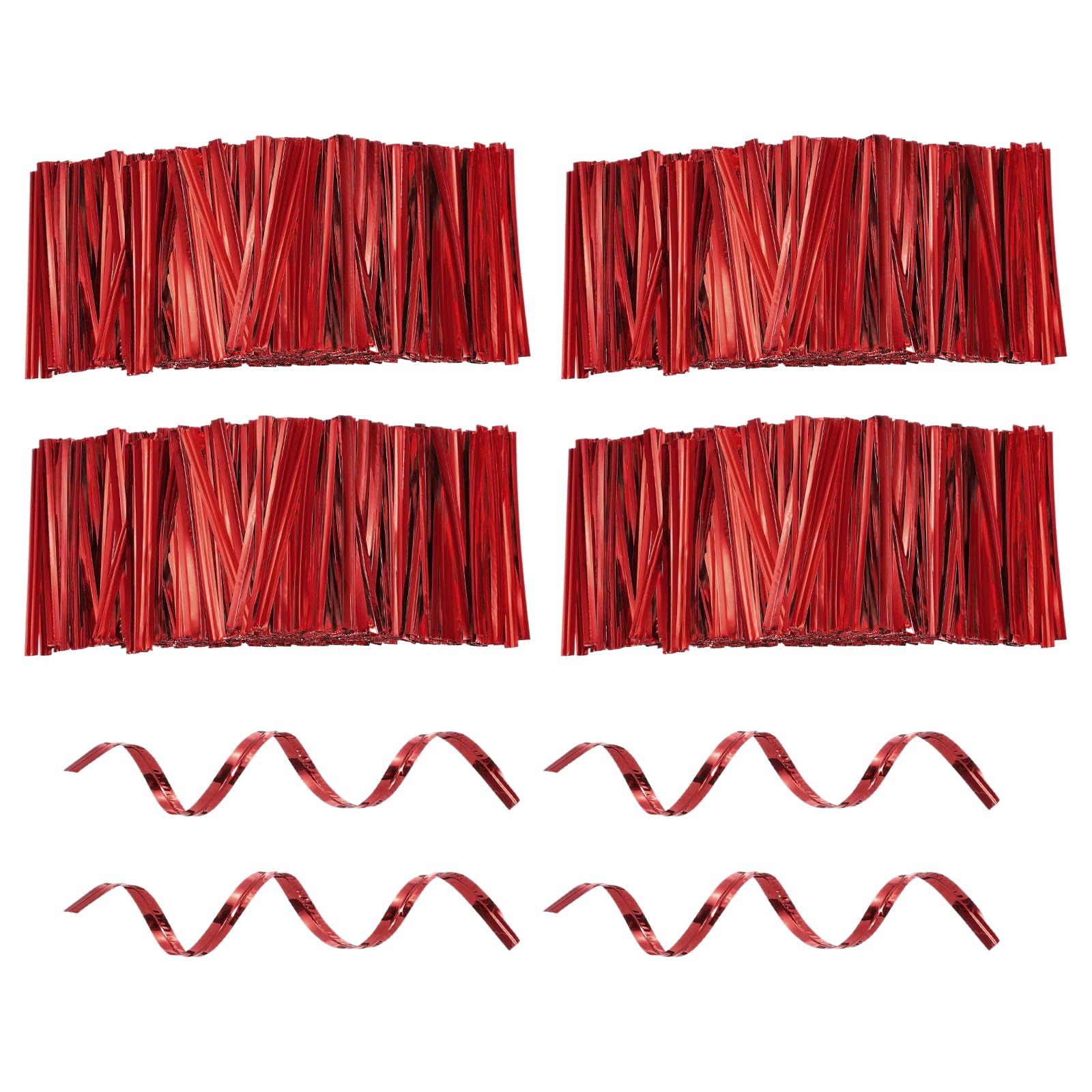sourcing map 3200pcs Bag Twist Ties 60mm Reusable Metallic Twist Ties Wire Cable Ties Plastic Bag Sealers for Party Bread Candy Cake Present Supplies, Red