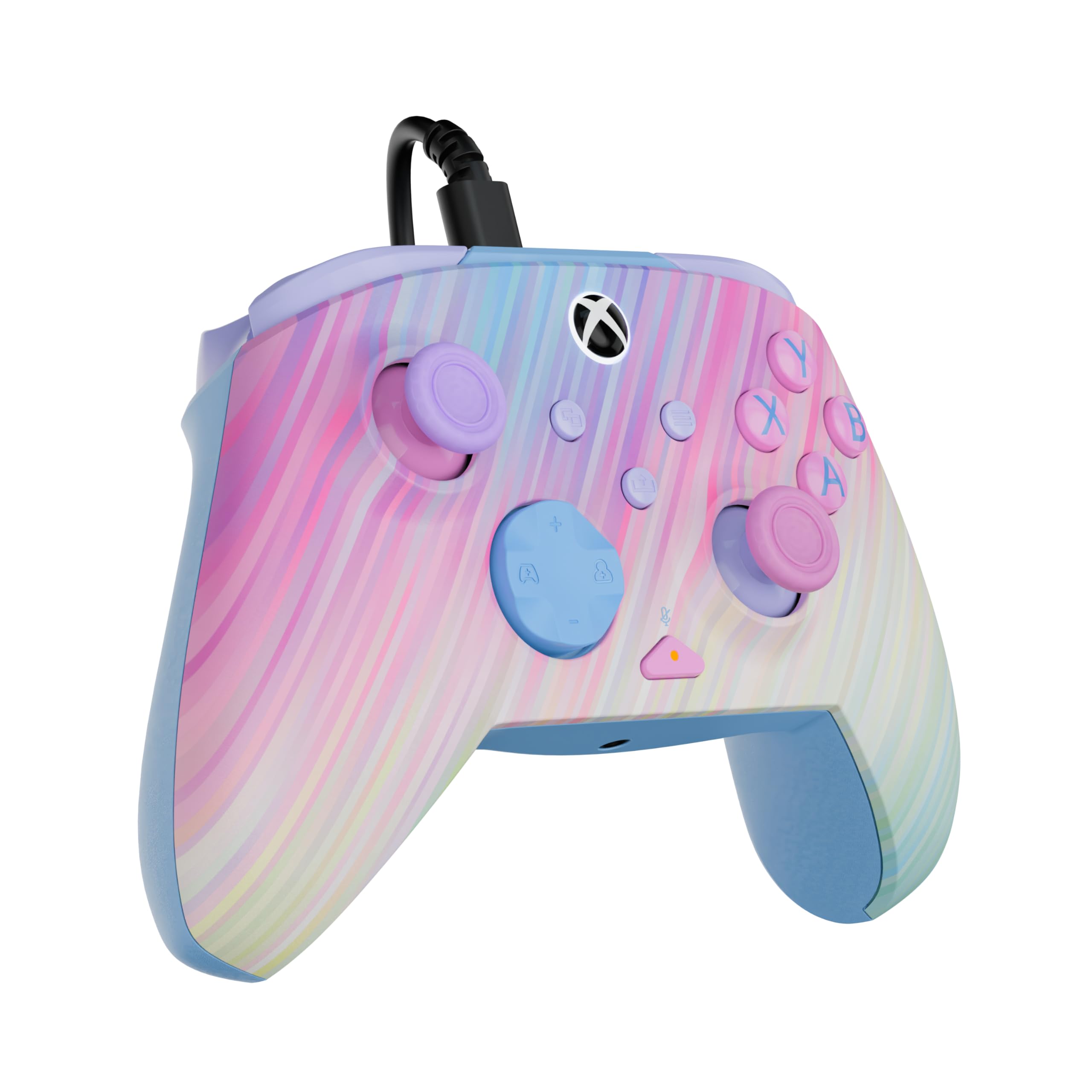 Turtle Beach Rematch Advanced Cotton Candy Manette de jeu filaire - Licence Xbox Series XS, Xbox One et PC avec Phosphorescent, Boutons Programmables, Gâchettes, commandes audio et câble de 2.5 m