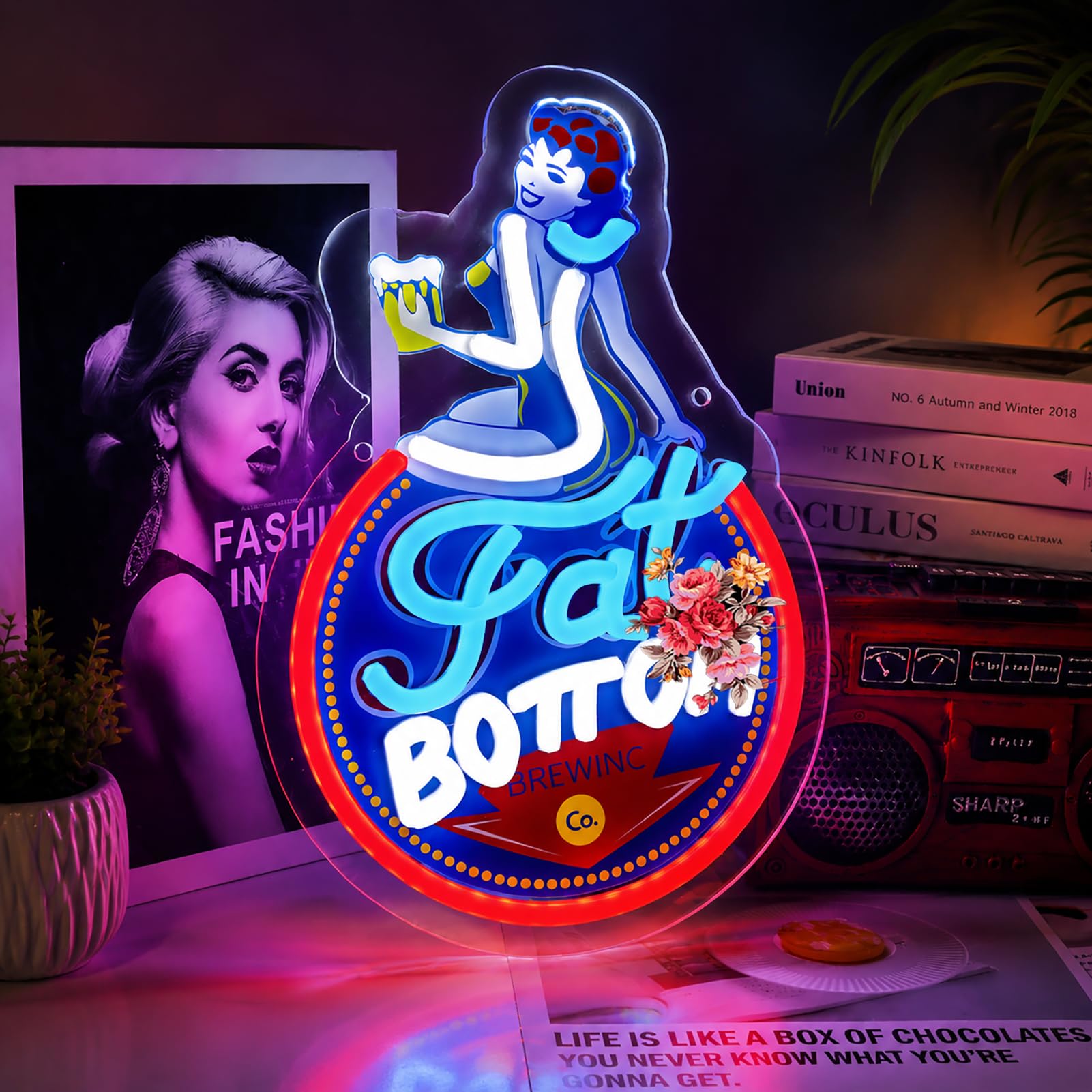 Vintage Beer Neon Sign Retro Bar LED Neon Sign for Wall Decor, Dimmable Classic Fot Beer Sign for Man Cave Home Bar Pub Club Game Room Decoration, 5V USB Powered