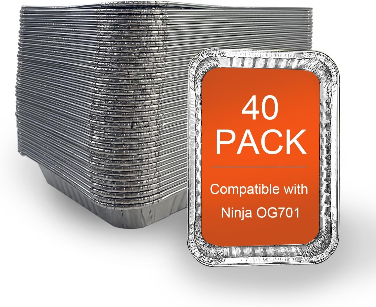 Lot de 40 bacs d'égouttement en aluminium pour barbecue Ninja OG701 Woodfire - Compatible Weber Spirit, Genesis, Q Series