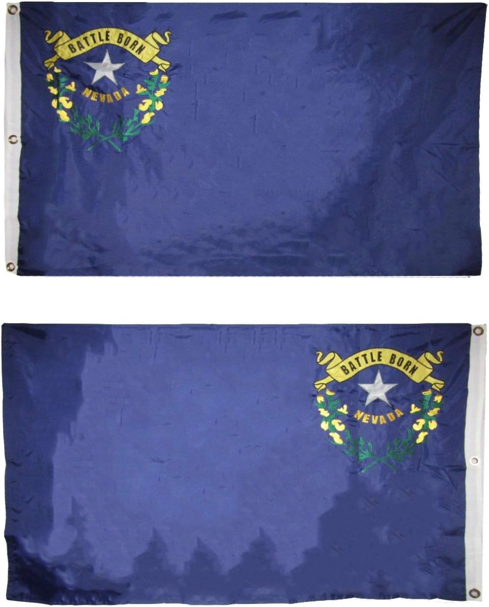 AES 3x5 Embroidered Sewn State of Nevada NV American 300D Nylon Flag Fade Resistant Double Stitched Premium Penant House Banner Grommets