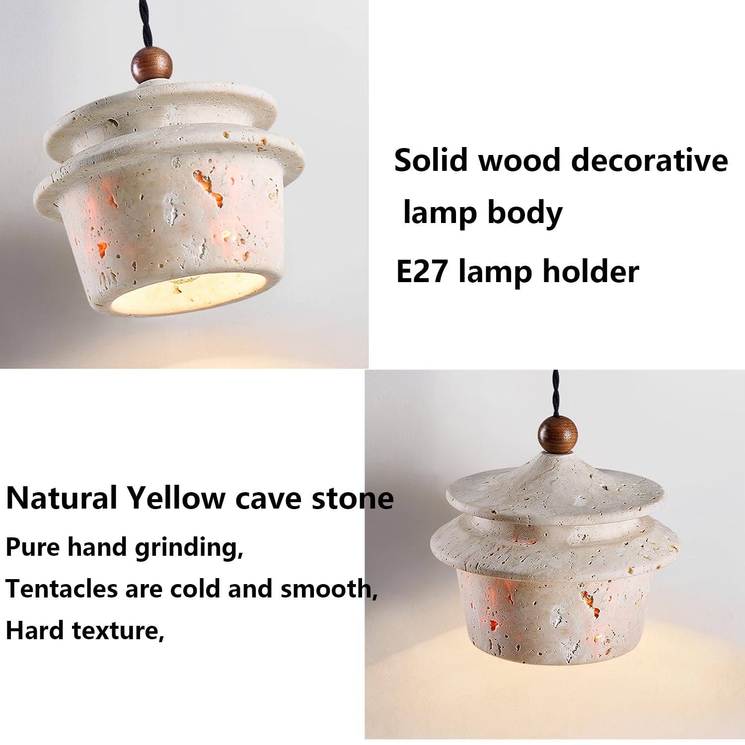 Kreatywna Lampa Wisząca Z Trawertynu Drewniana Sztuka Wisząca