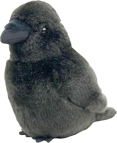 Miniatura 2 de Cuervo de peluche realista de cuervo, lindo animal de peluche de cuervos negros de pájaro, juguete de peluche de Halloween, animales de zoológico,