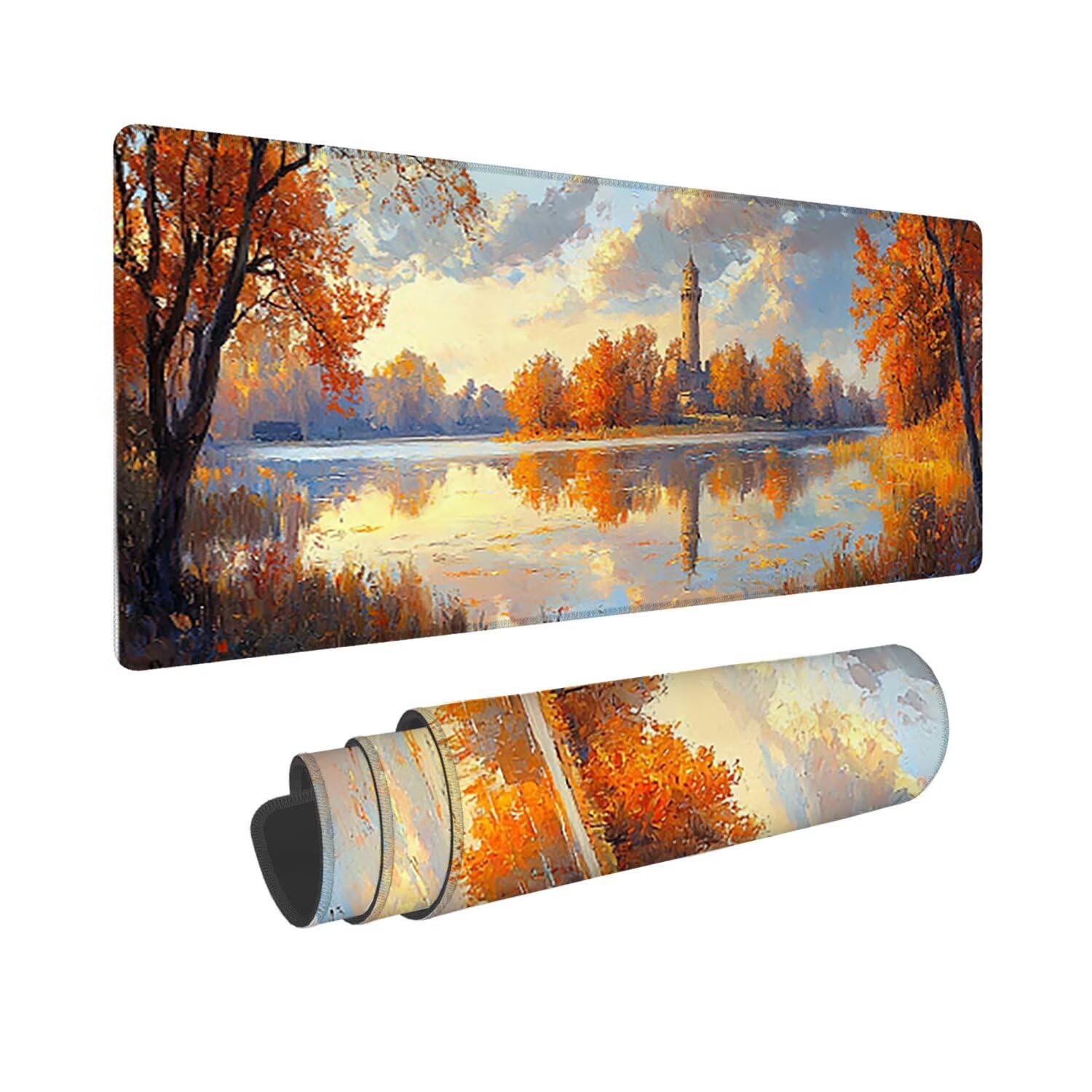 Alfombrilla Ratón XXL Grande Gaming Mouse Pad 1200 x 500 mm, Impermeable Antideslizante Mousepad, Lavable, Alfombrilla Escritorio con Base de Caucho para Gamers, PC y Portátil - (Lagos bosques) G-321