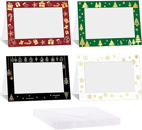 Miniatura 3 de ceiba tree Paquete de 40 tarjetas navideñas con marco de fotos, tarjetas de felicitación navideñas con sobres