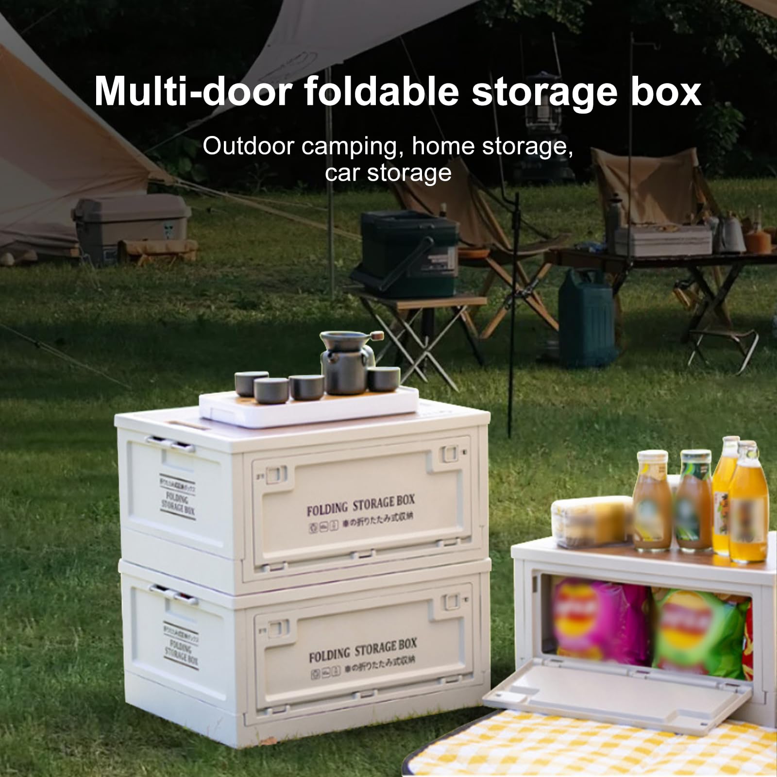 30 L Aufbewahrungsbox,Staubdichte Campingbox,Verschiedene Faltbare Aufbewahrungsboxen mit Griff und Rädern,für den Kofferraum,Aufbewahrungs- und Organisationsboxen für das Auto beim Camping (3)